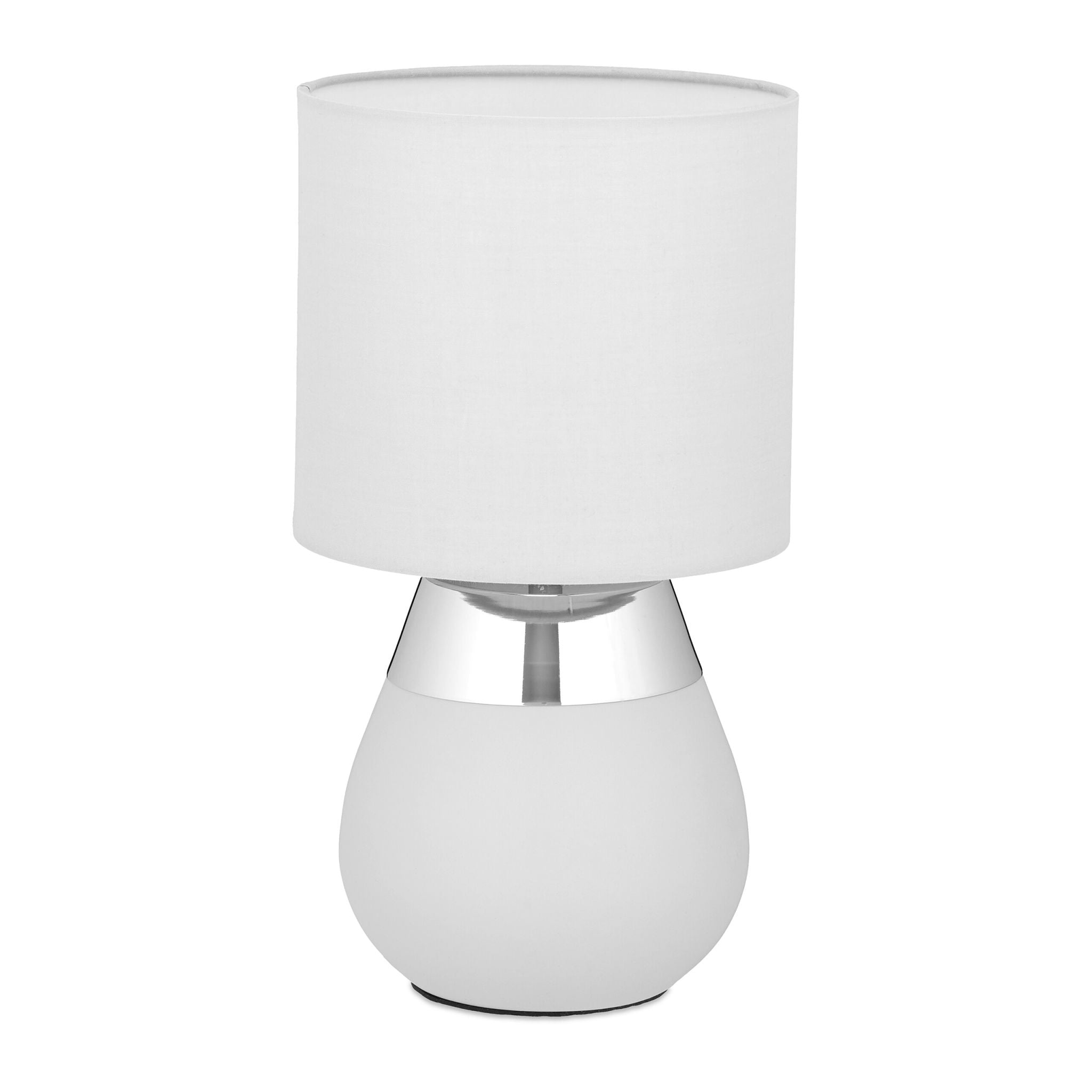 Tischlampe mit Stoffschirm Silber-Grau von Relaxdays