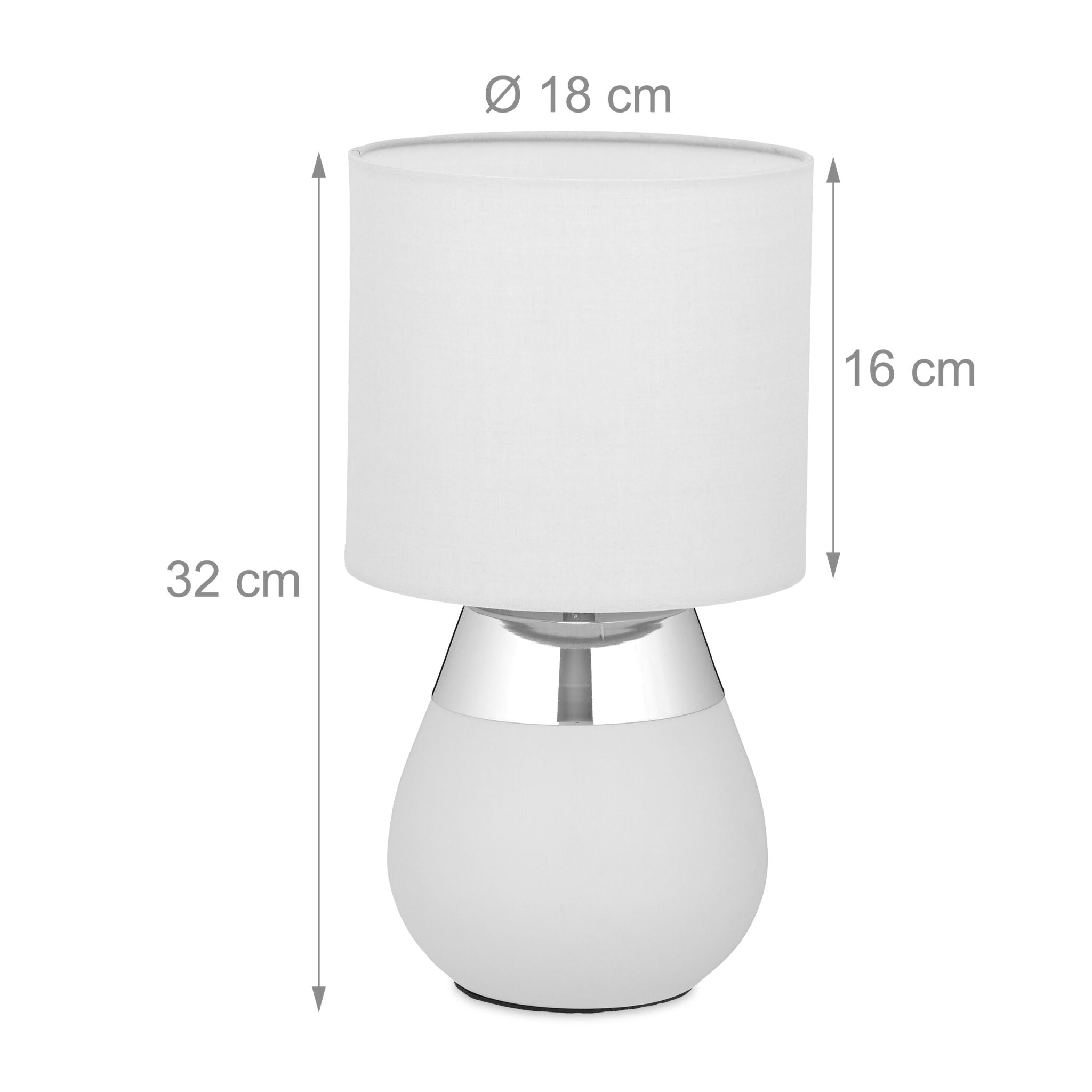 Tischlampe mit Stoffschirm Silber-Grau von Relaxdays