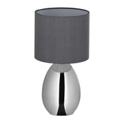 Tischlampe Metall & Stoff Silber-Grau von Relaxdays