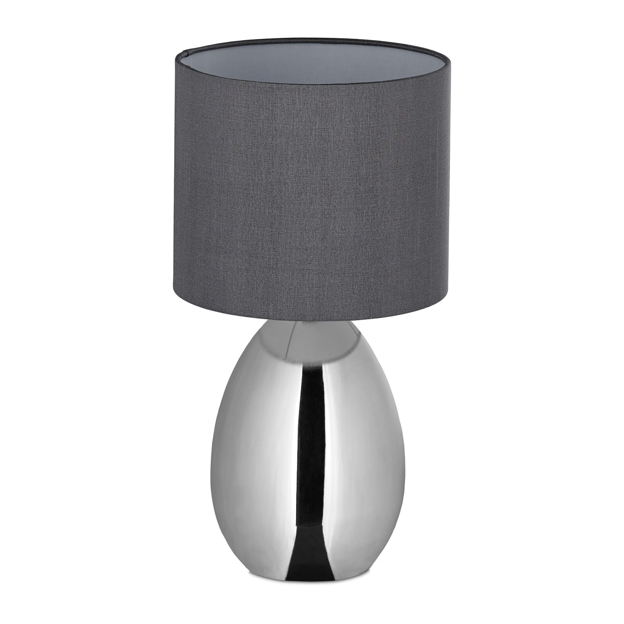 Tischlampe Metall & Stoff Silber-Grau von Relaxdays