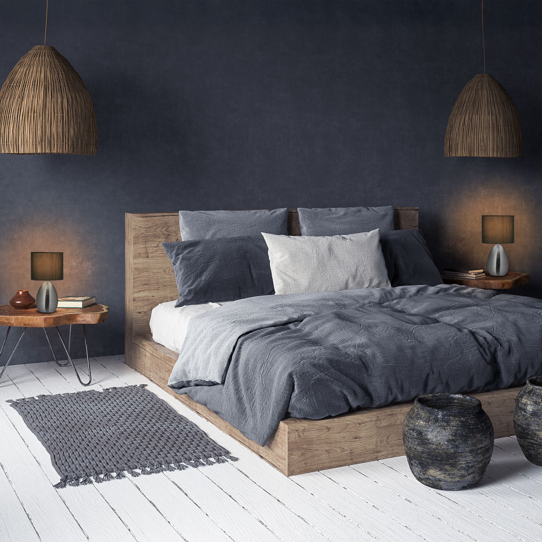 Tischlampe Metall & Stoff Silber-Grau von Relaxdays
