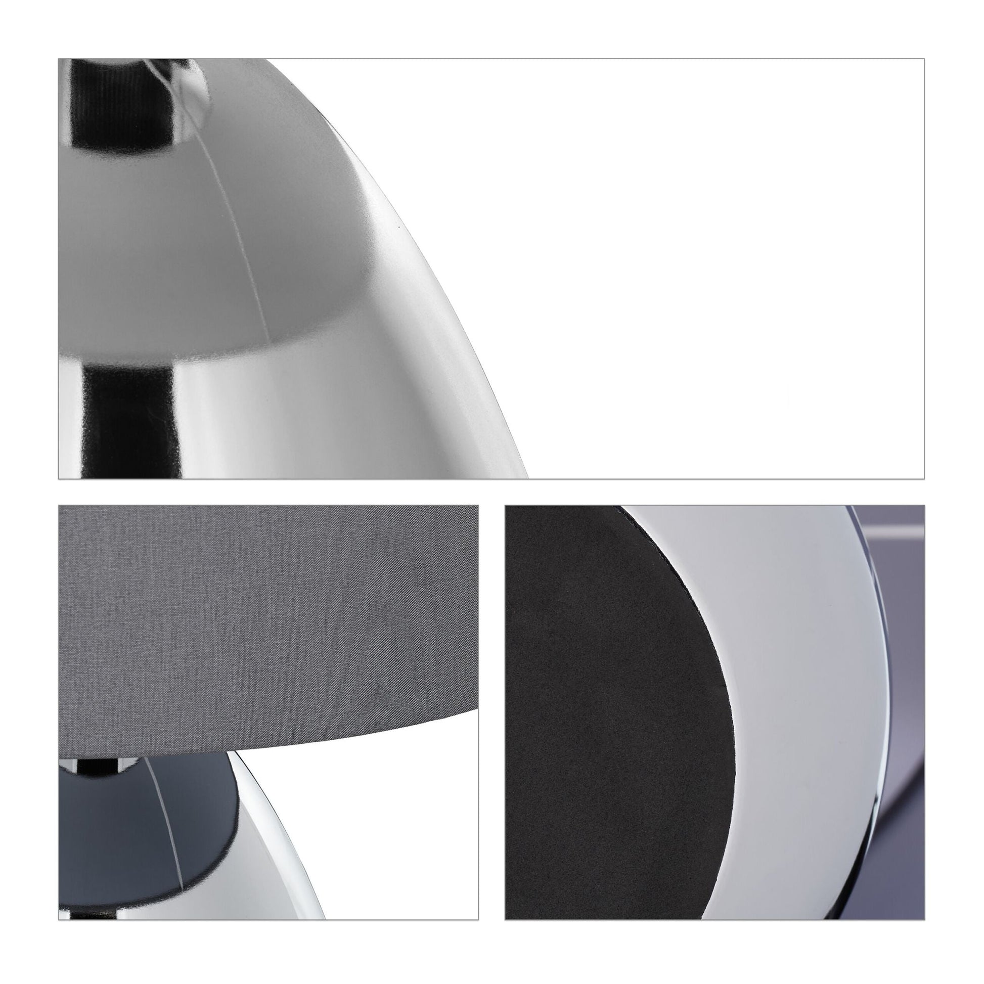 Tischlampe Metall & Stoff Silber-Grau von Relaxdays