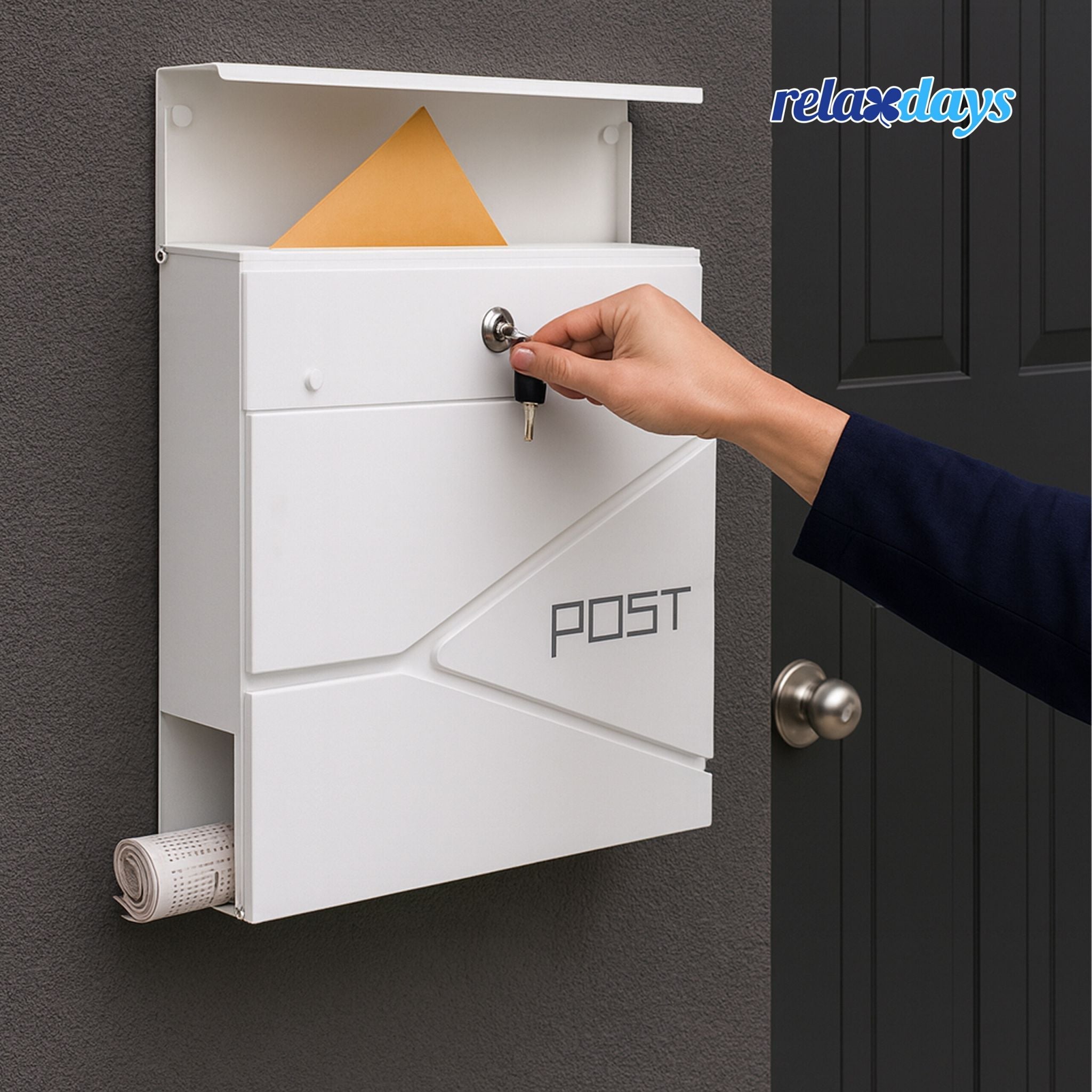 Briefkasten mit Zeitungsfach Weiss von Relaxdays