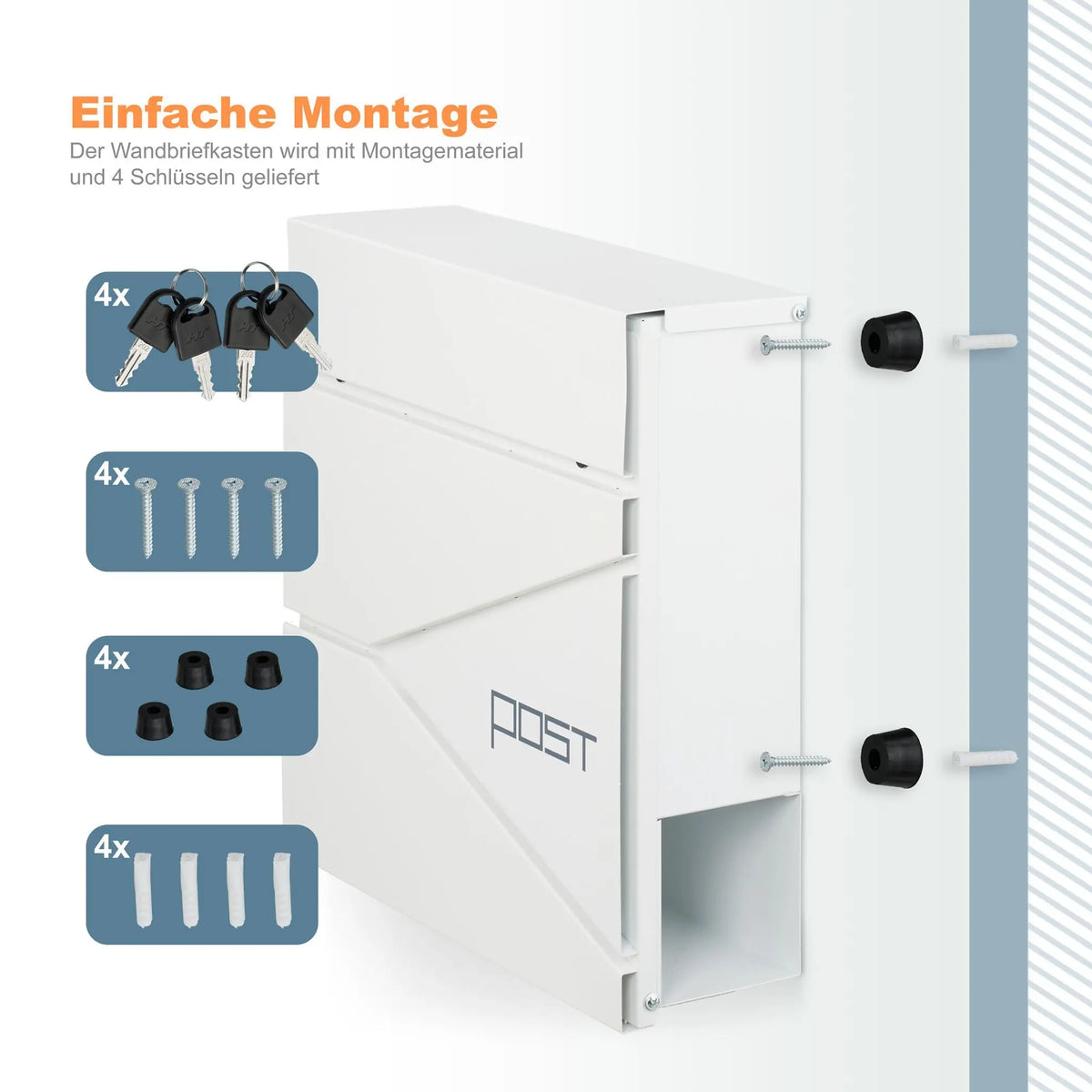 Briefkasten mit Zeitungsfach Weiss von Relaxdays