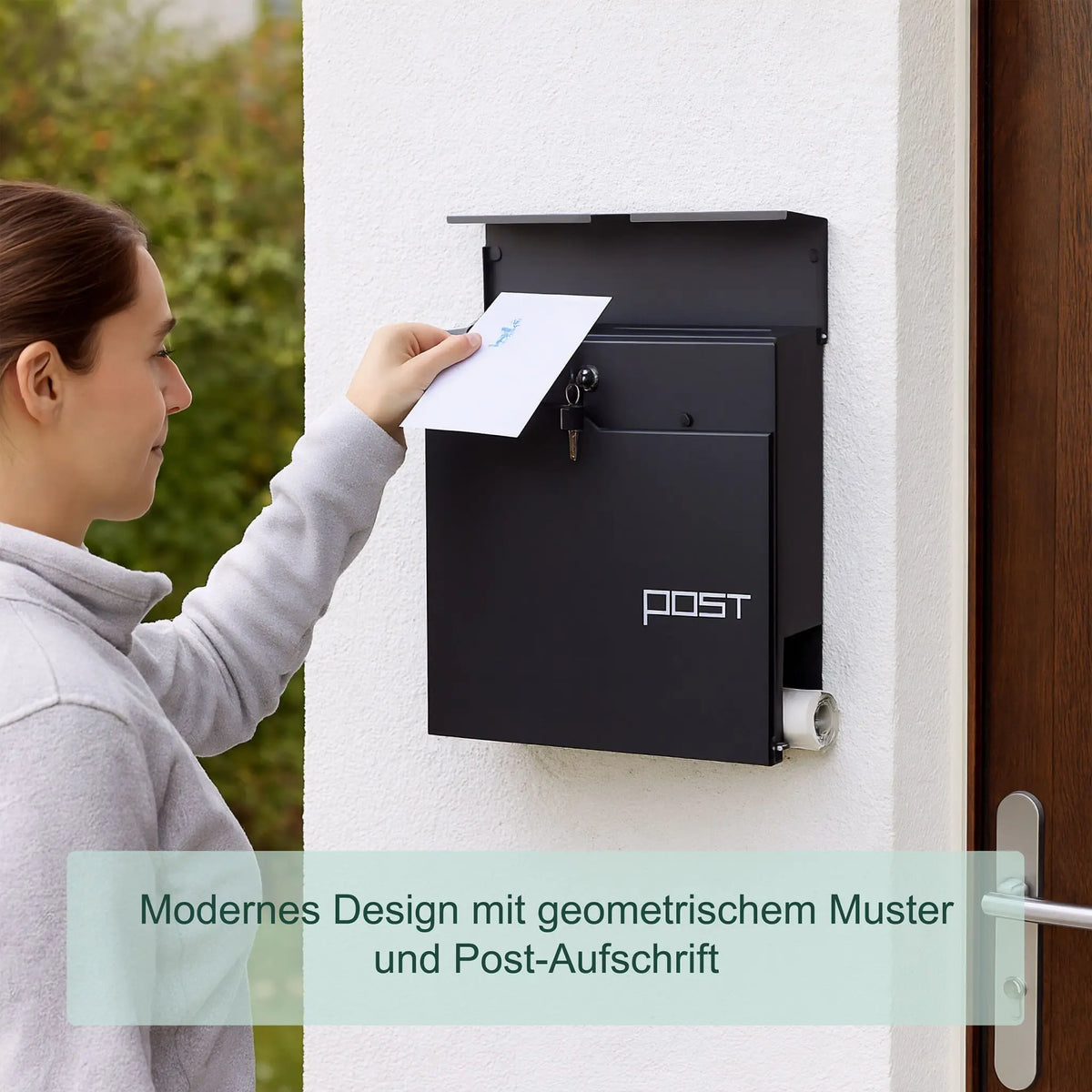Briefkasten mit Zeitungsfach Schwarz von Relaxdays