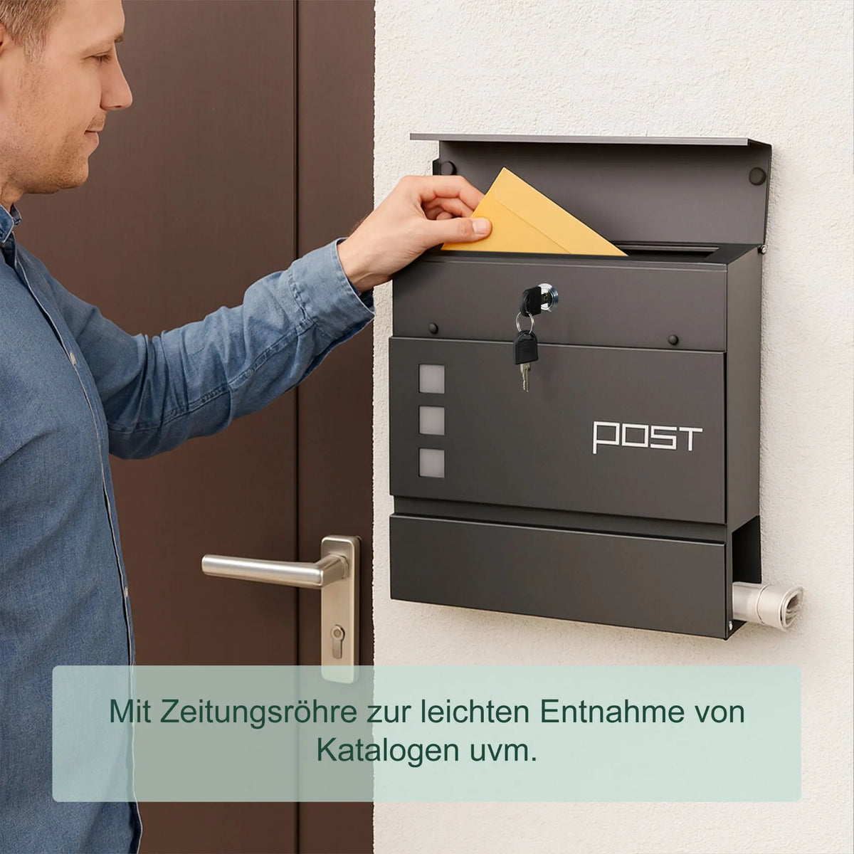 Briefkasten mit Zeitungsfach Anthrazit-Weiss-Silber von Relaxdays