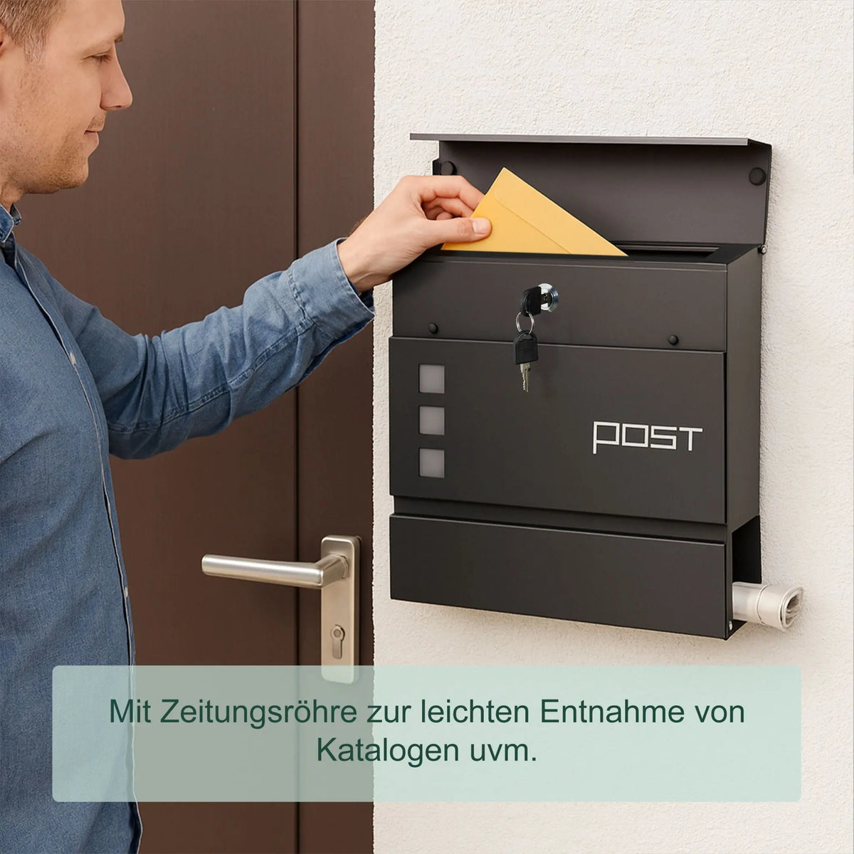 Briefkasten mit Zeitungsfach Weiss-Schwarz-Silber von Relaxdays