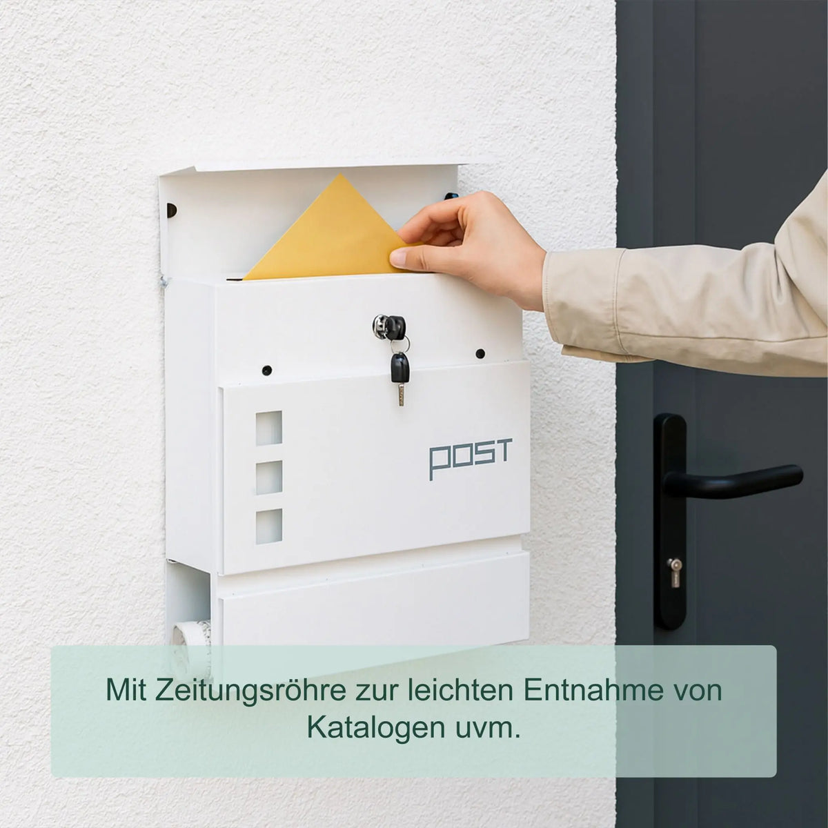 Briefkasten mit Zeitungsfach Anthrazit-Weiss-Silber von Relaxdays