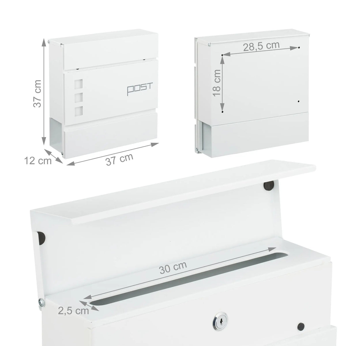 Briefkasten mit Zeitungsfach Anthrazit-Weiss-Silber von Relaxdays
