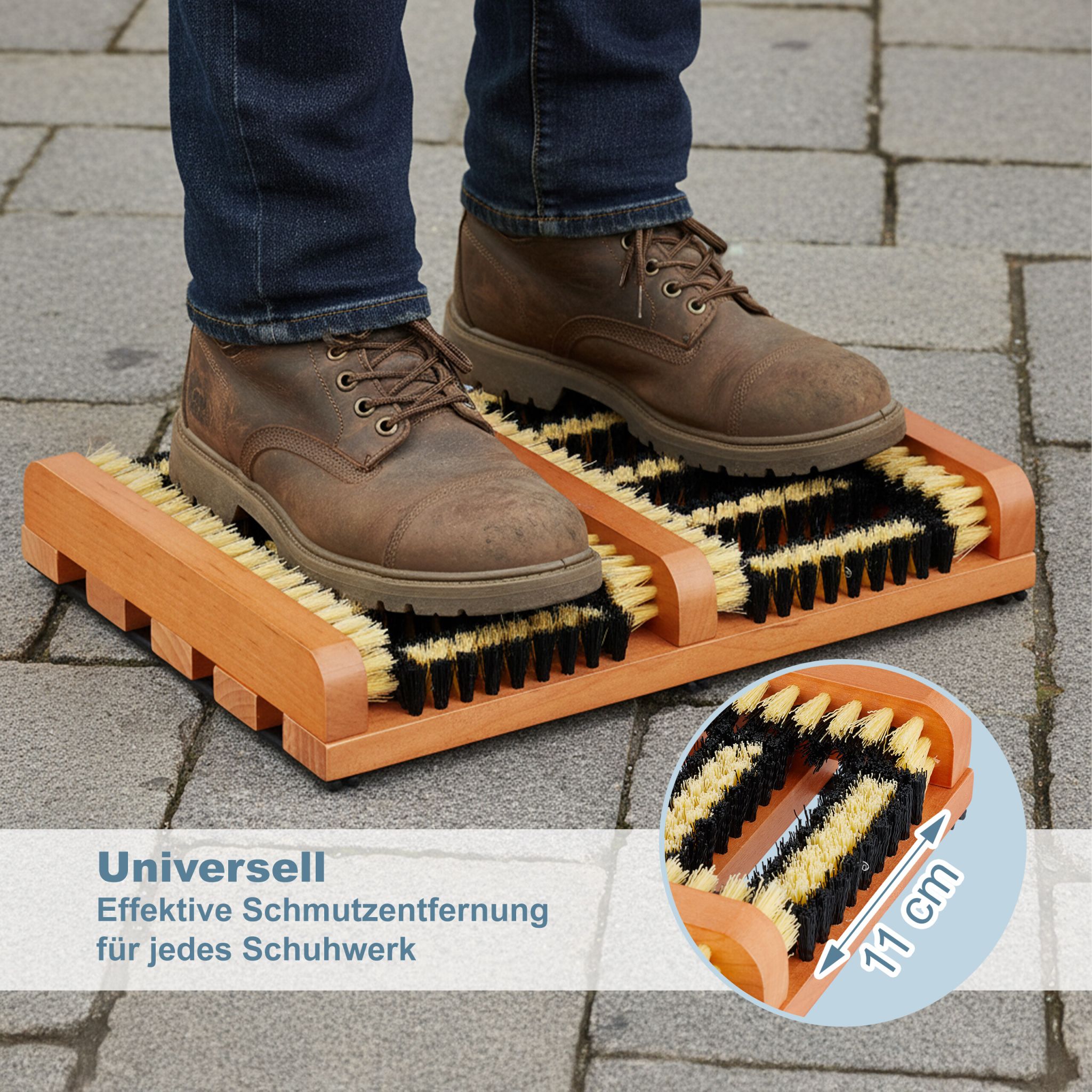 Schuhabstreifer mit Bürsten Creme-Orange-Schwarz