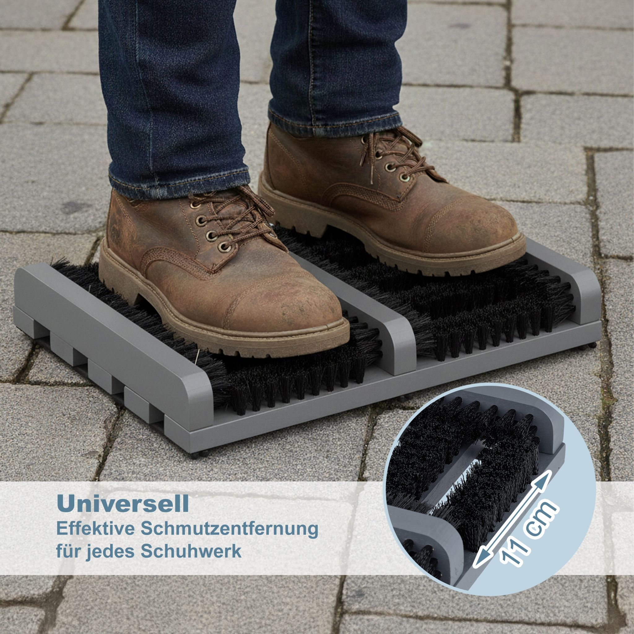 Schuhabstreifer mit Bürsten Schwarz-Grau