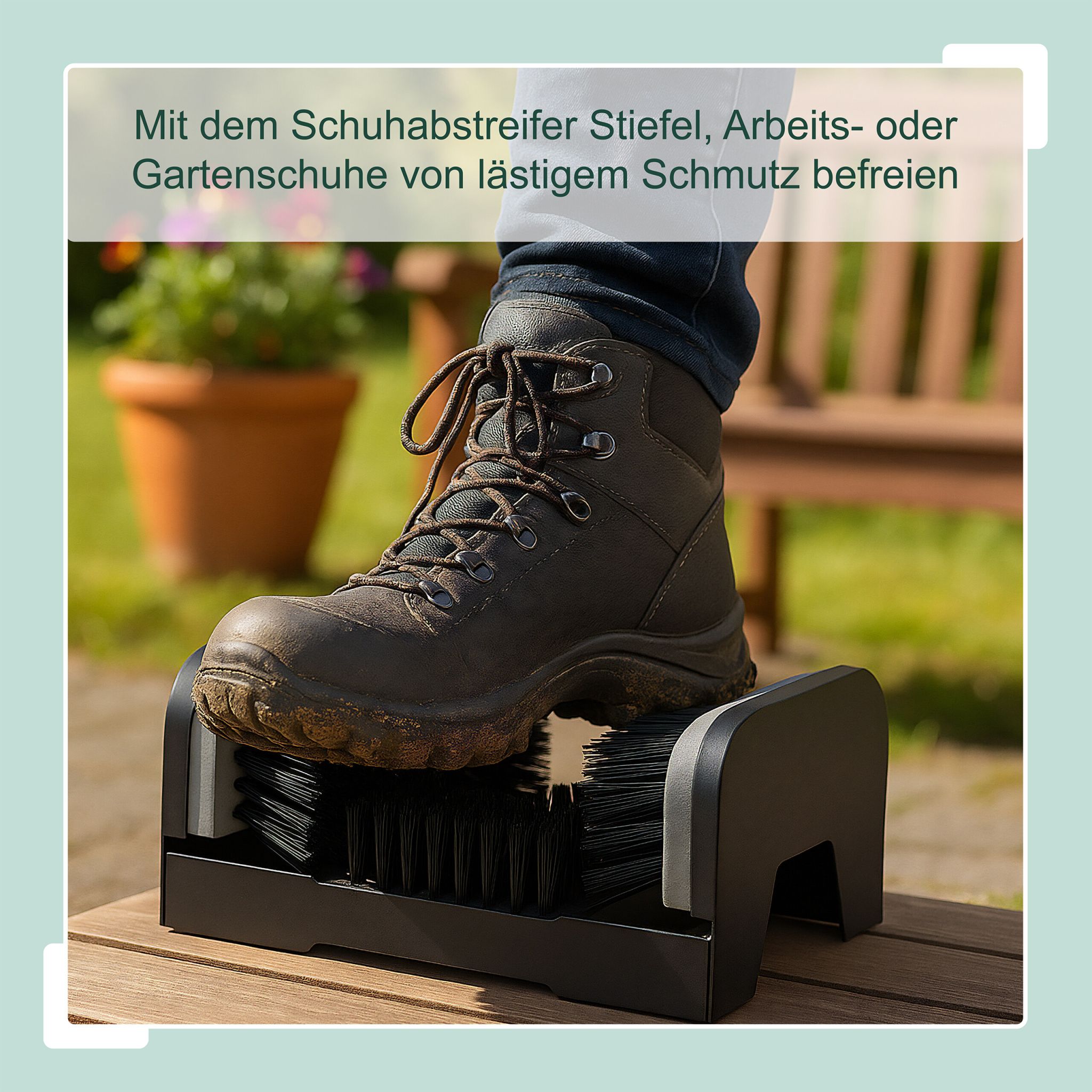 Schuhabstreifer mit Rundum-Bürsten Schwarz-Grau von Relaxdays
