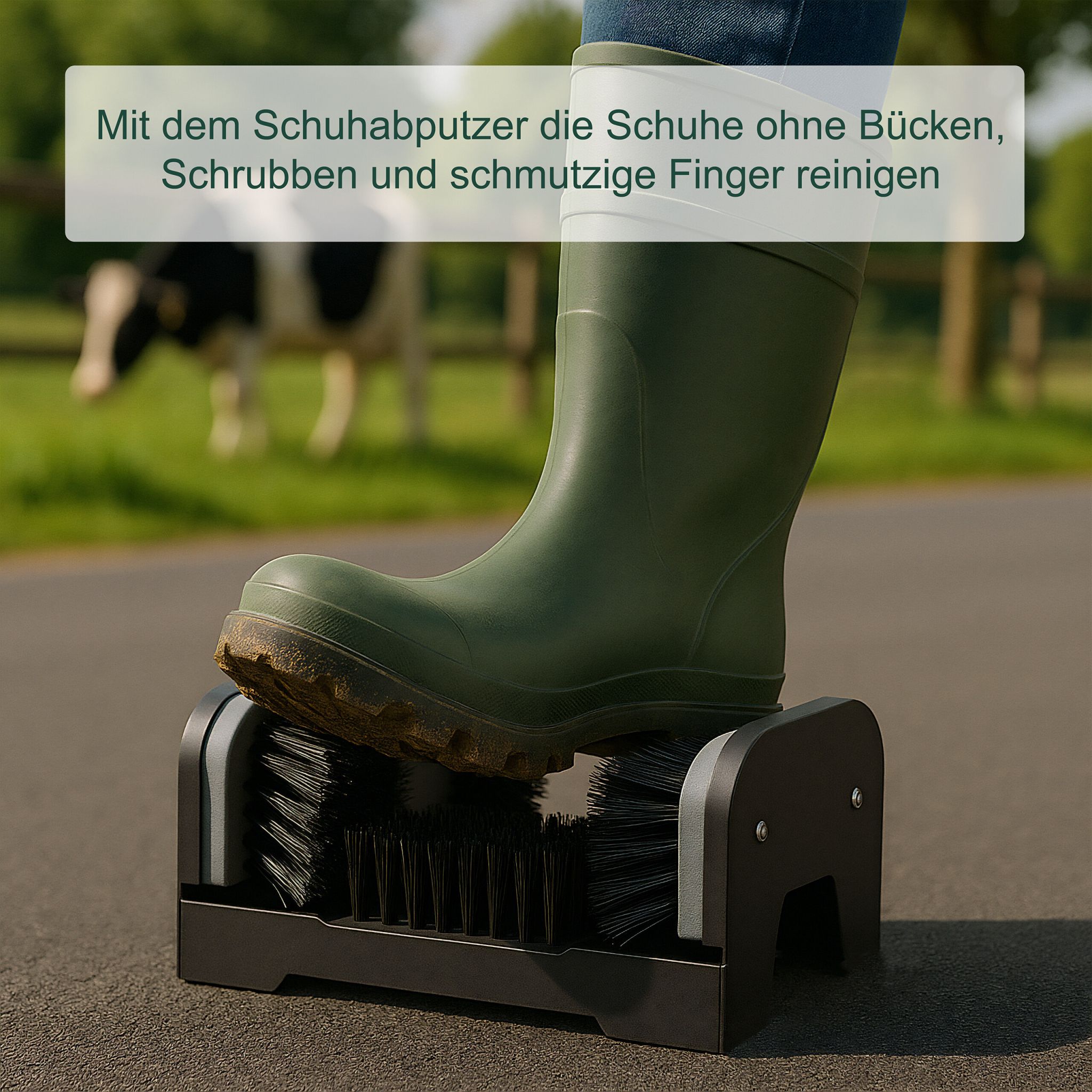 Schuhabstreifer mit Rundum-Bürsten Schwarz-Grau von Relaxdays
