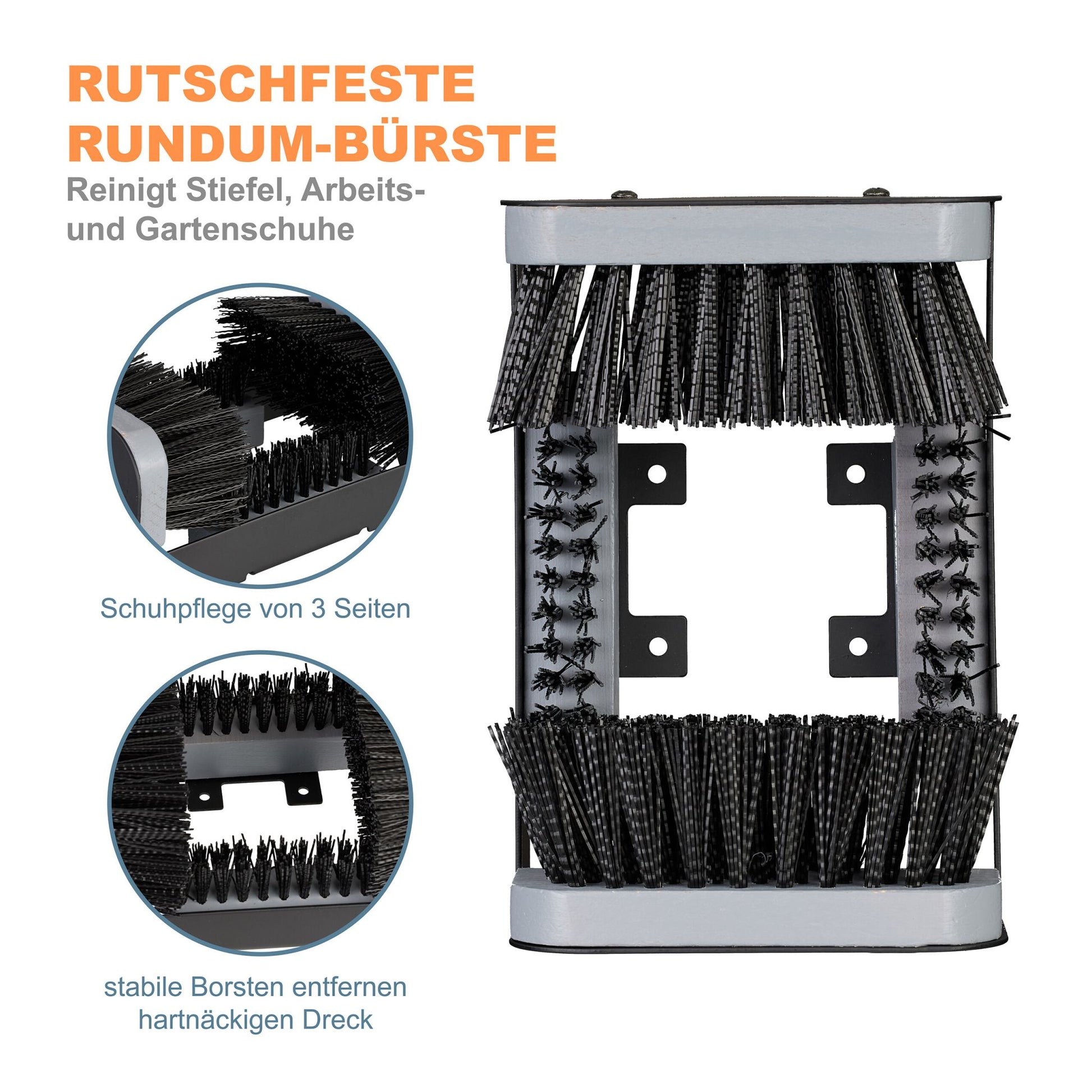Schuhabstreifer mit Rundum-Bürsten Schwarz-Grau von Relaxdays