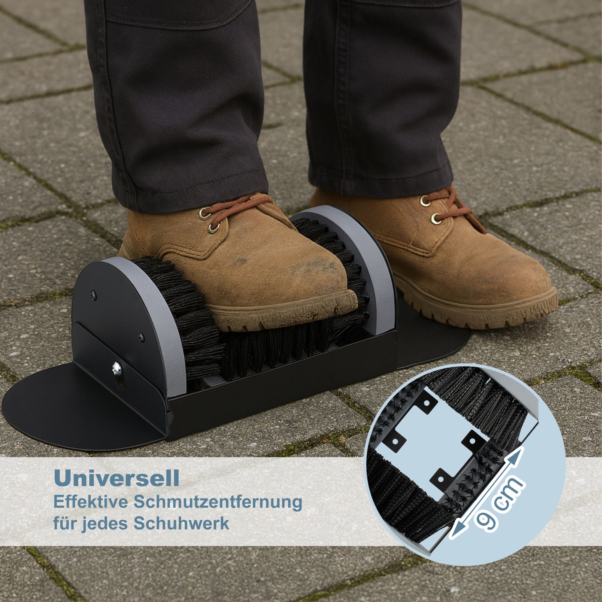 Schuhabstreifer mit Rundum-Bürsten Schwarz-Grau