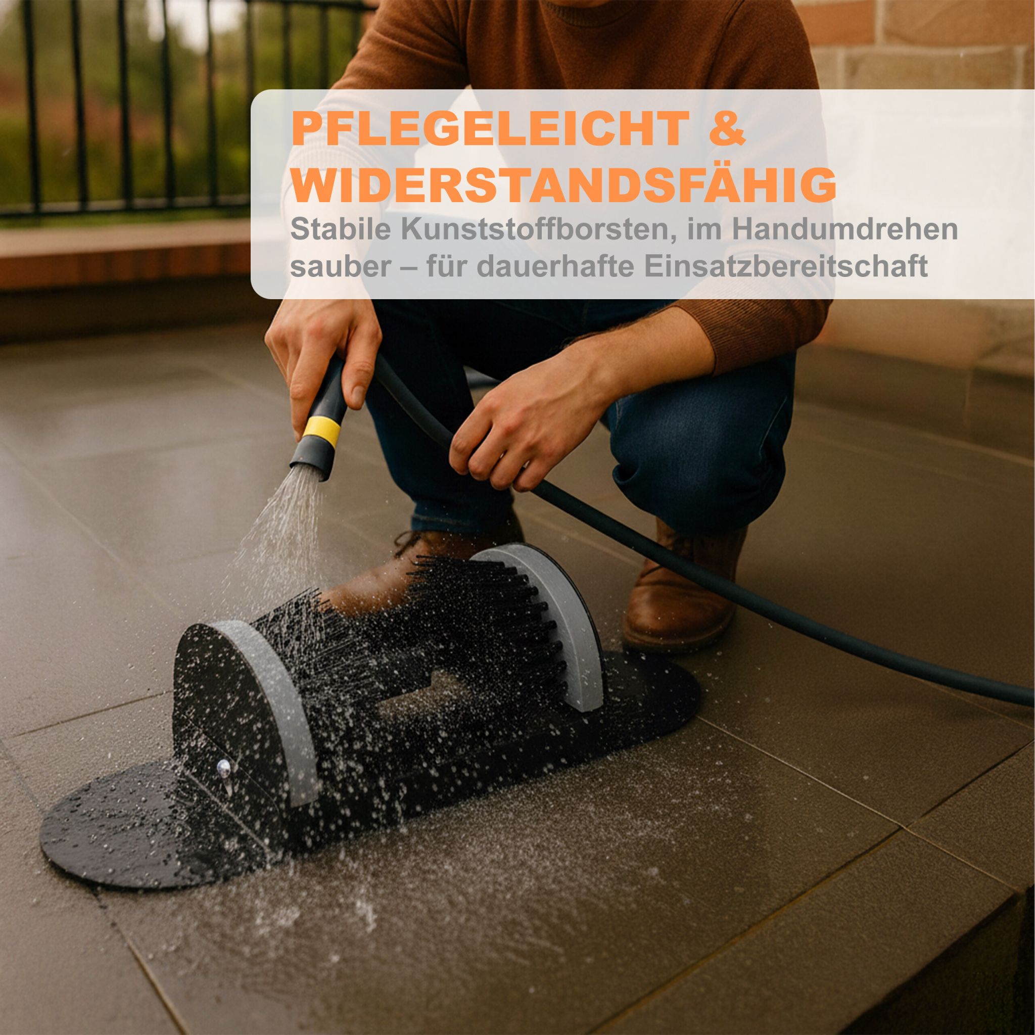 Schuhabstreifer mit Rundum-Bürsten Schwarz-Grau