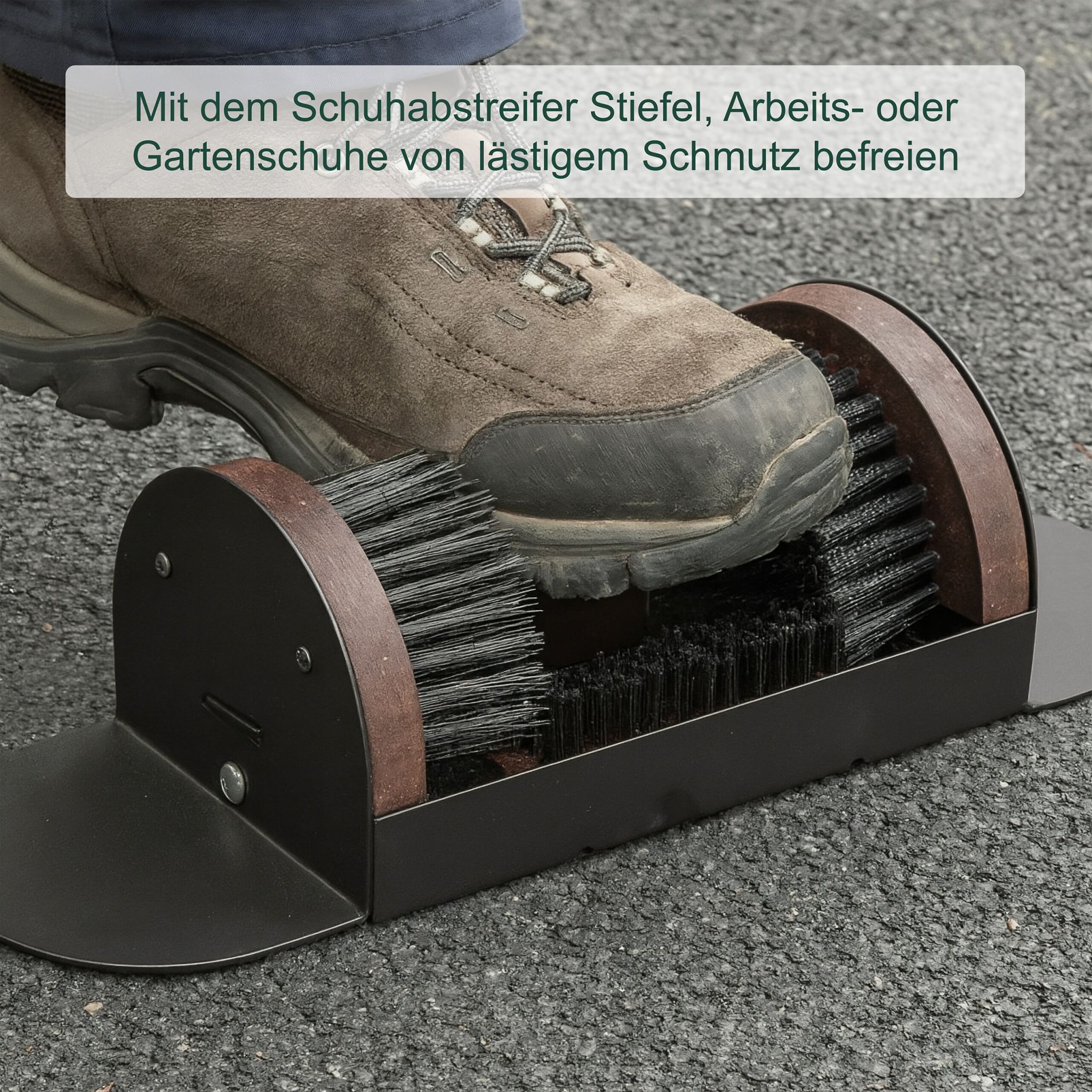 Schuhabstreifer mit Rundum-Bürsten Dunkelbraun-Schwarz von Relaxdays