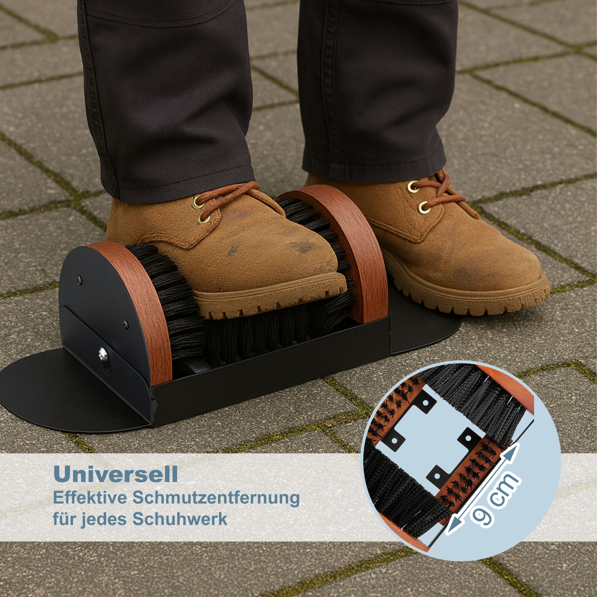 Schuhabstreifer mit Rundum-Bürsten Braun-Schwarz