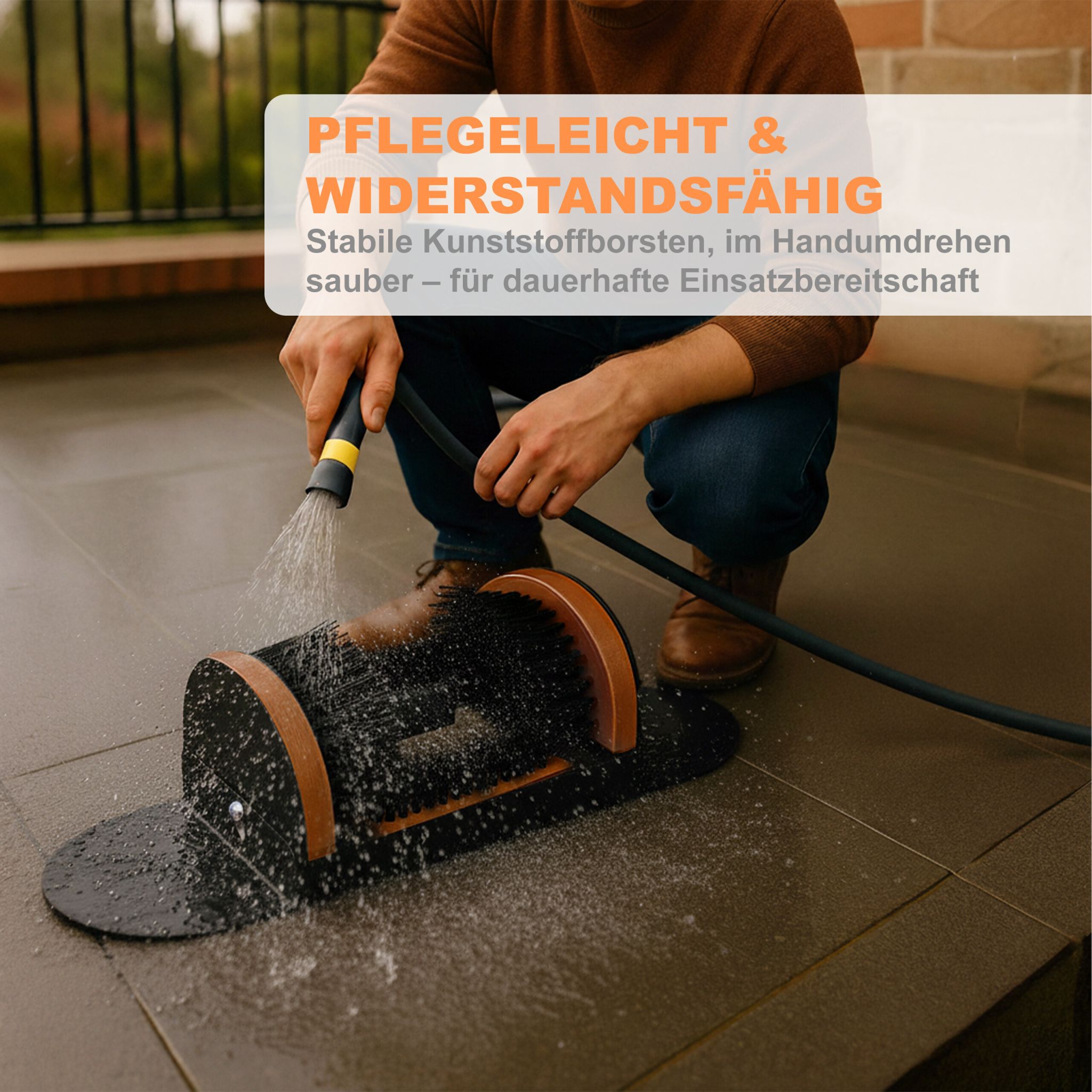 Schuhabstreifer mit Rundum-Bürsten Braun-Schwarz