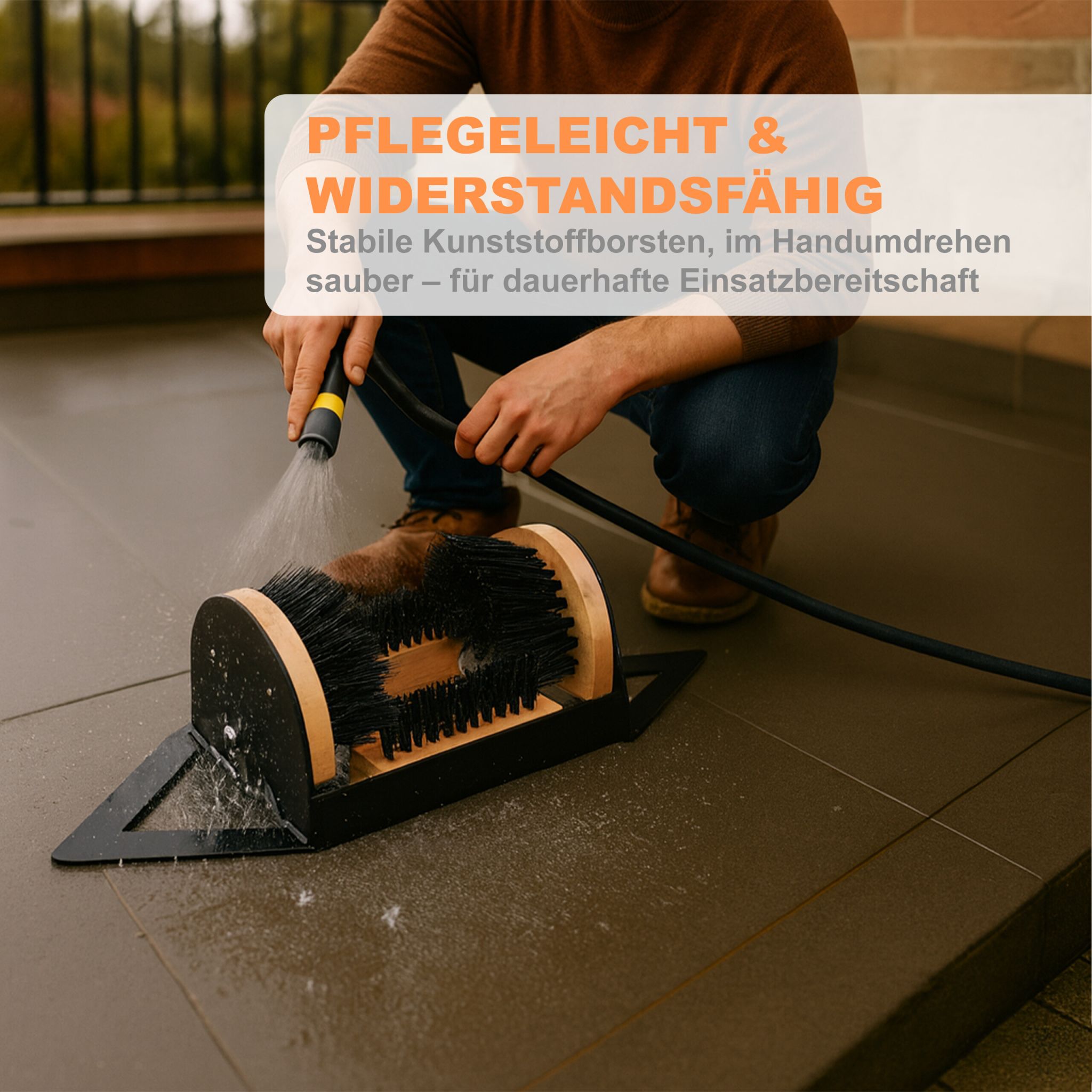 Schuhabstreifer mit Rundum-Bürsten Hellbraun-Schwarz