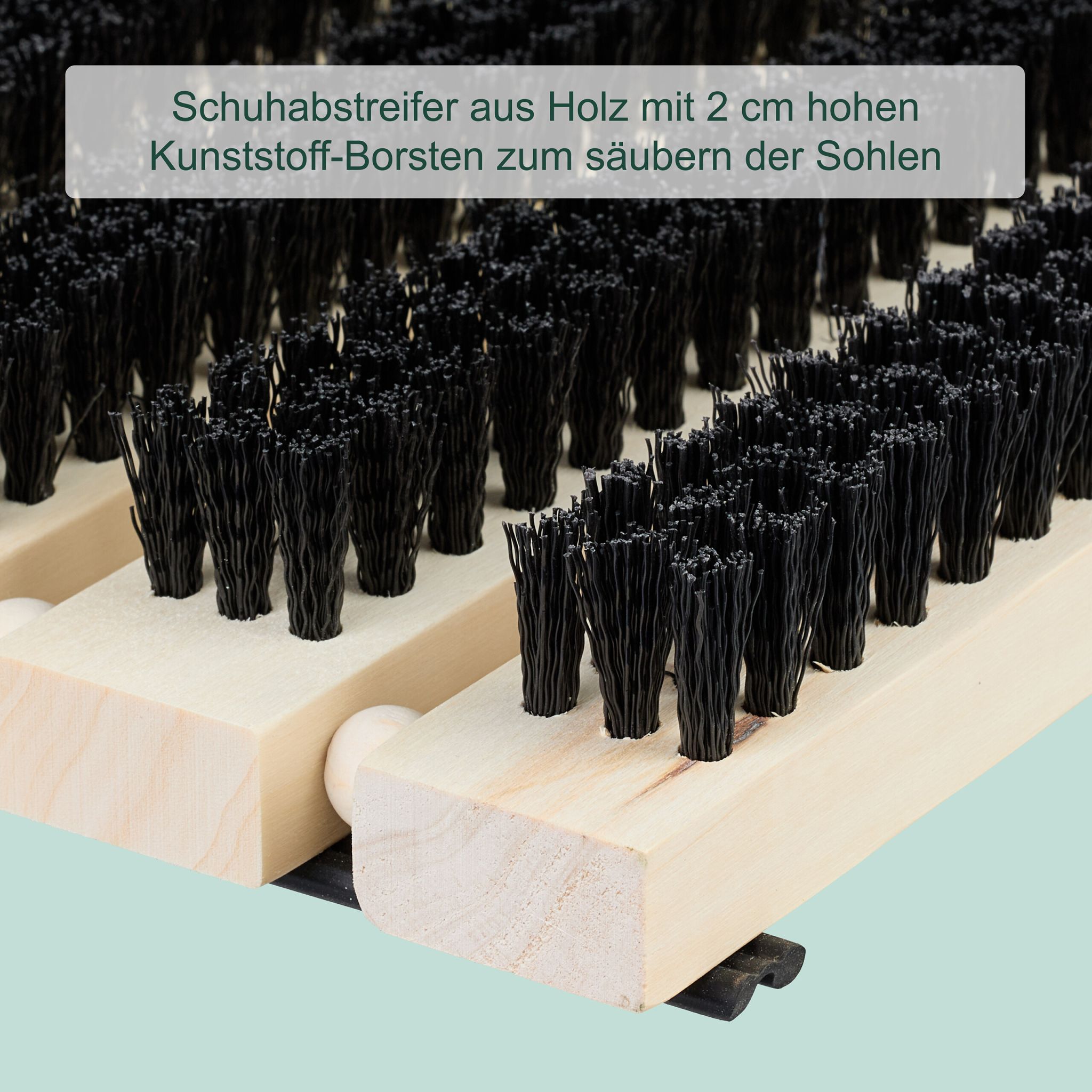 Schuhabstreifer Holz Hellbraun-Schwarz
