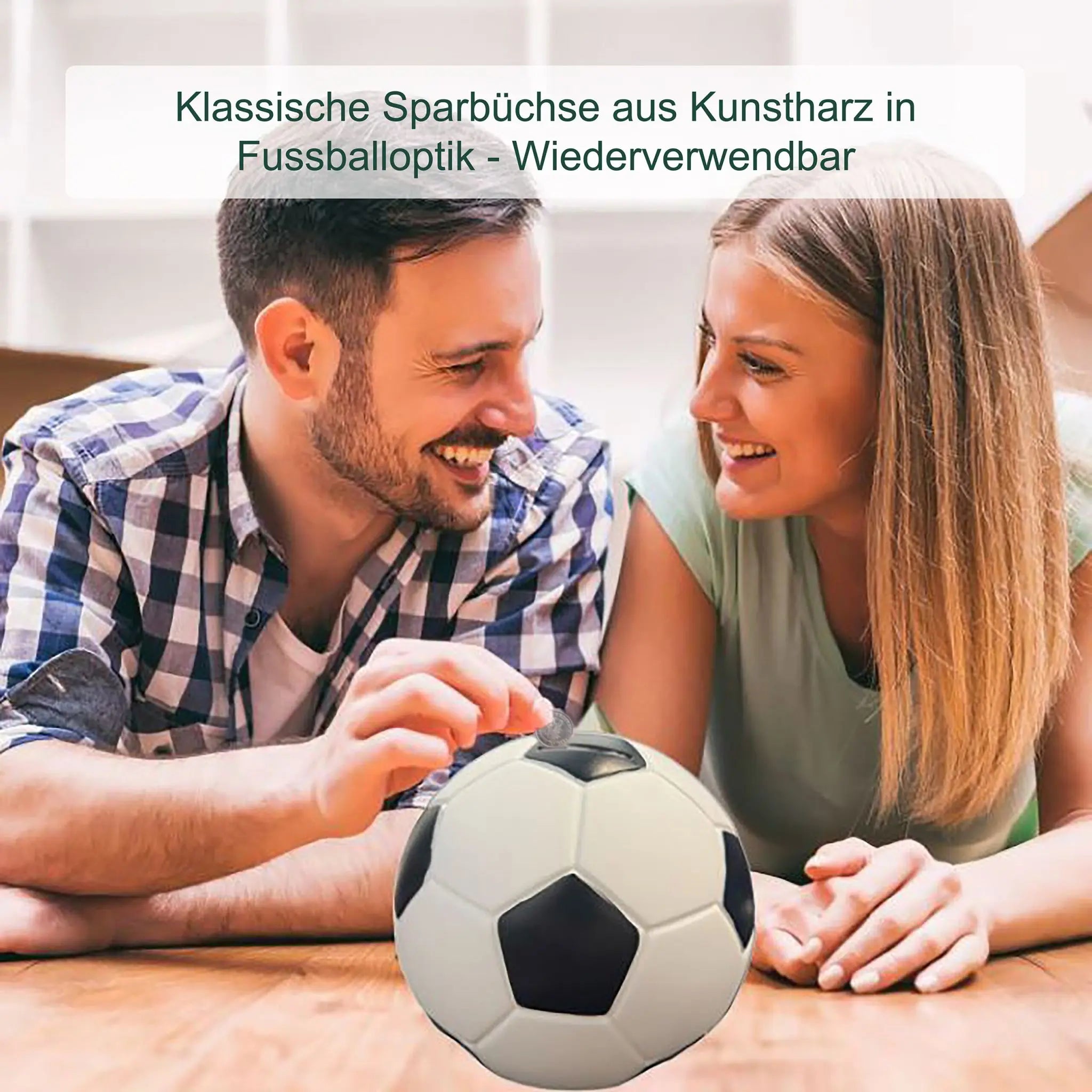 Fussball Spardose Weiss-Schwarz von Relaxdays