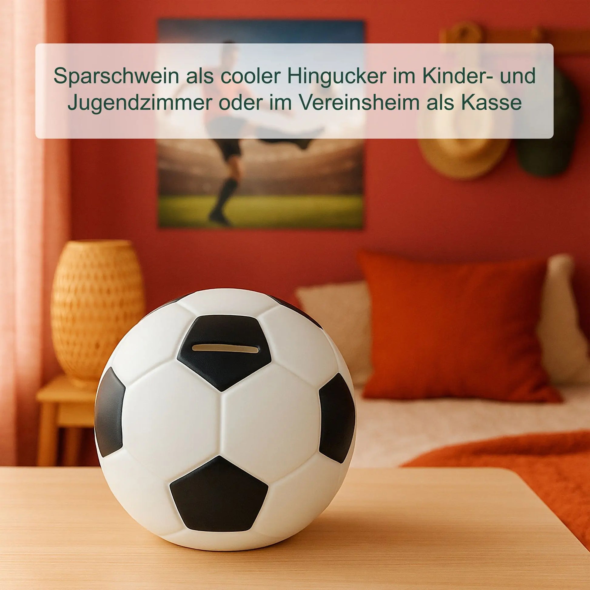 Fussball Spardose Weiss-Schwarz von Relaxdays