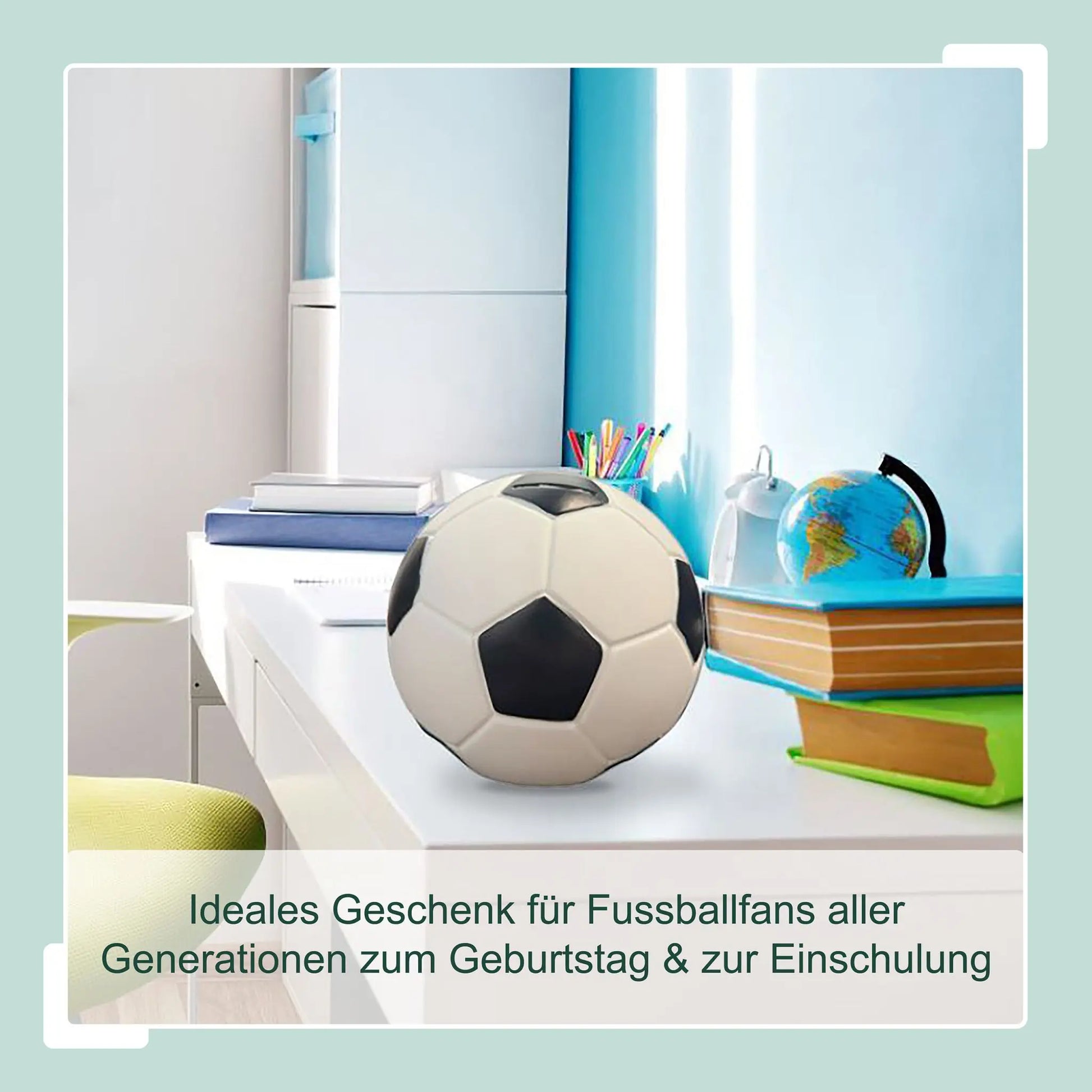 Fussball Spardose Weiss-Schwarz von Relaxdays