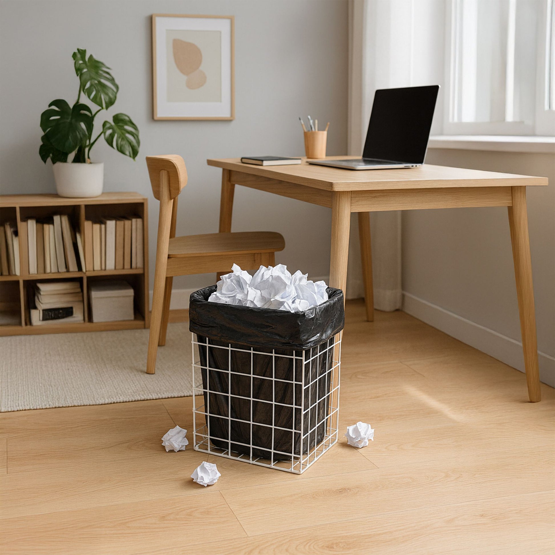 Papierkorb Gitter-Design 60L Weiss von Relaxdays