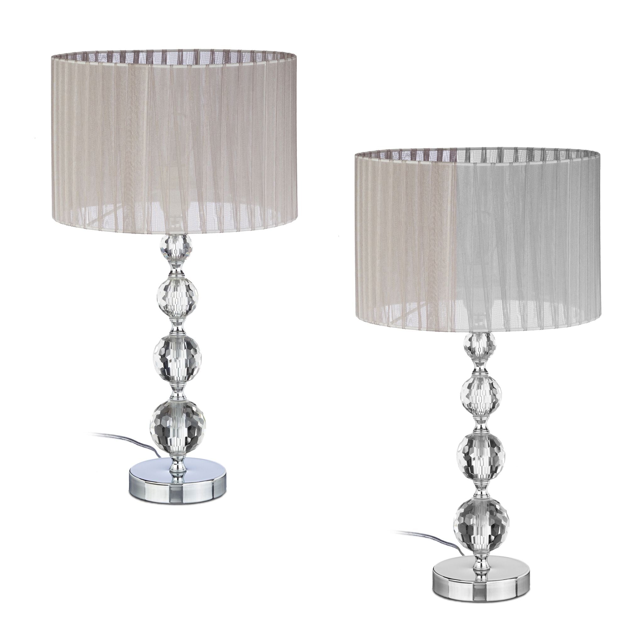 Tischlampe Kristalloptik 2er-Set Silber-Grau von Relaxdays