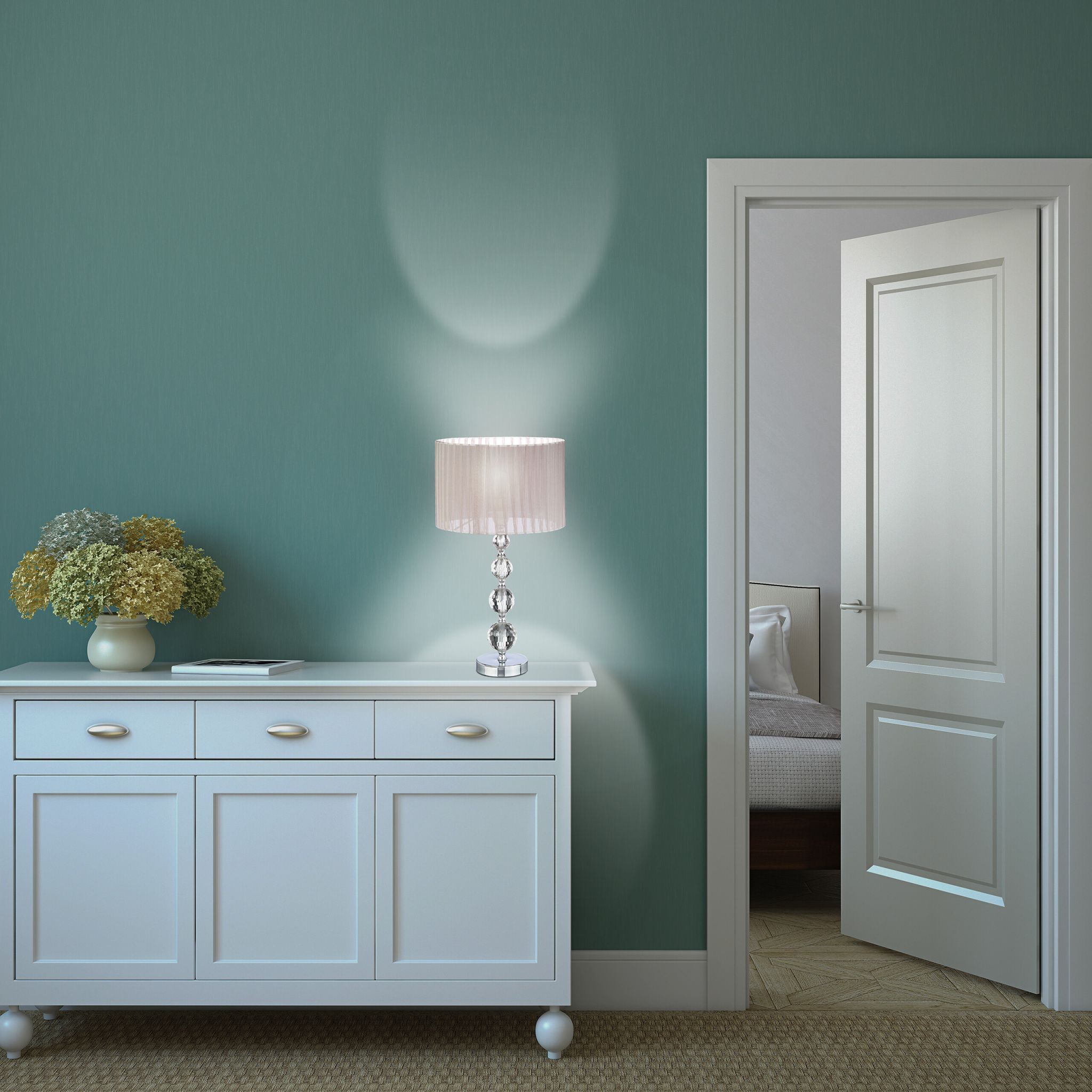 Tischlampe Kristalloptik 2er-Set Silber-Grau von Relaxdays