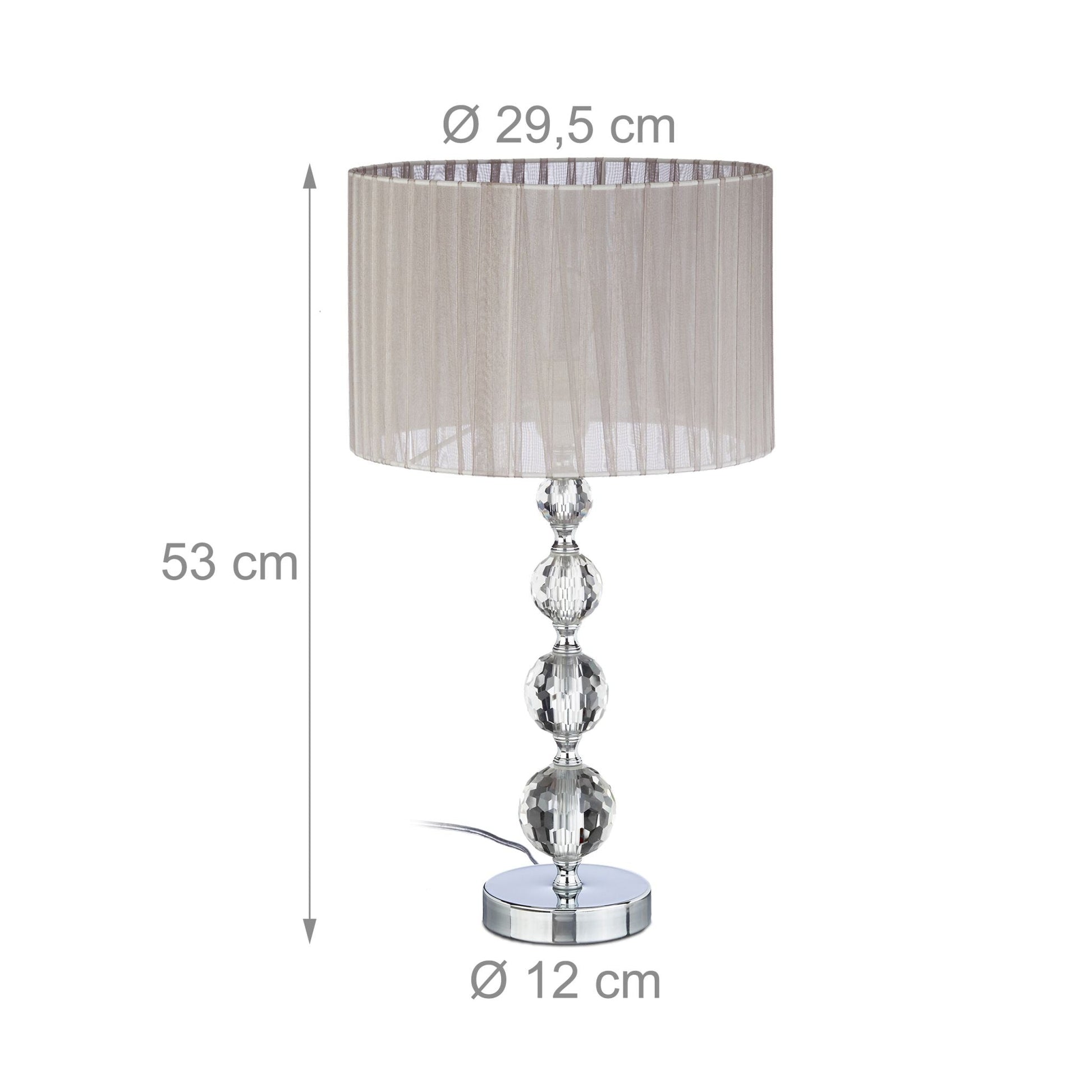 Tischlampe Kristalloptik 2er-Set Silber-Grau von Relaxdays