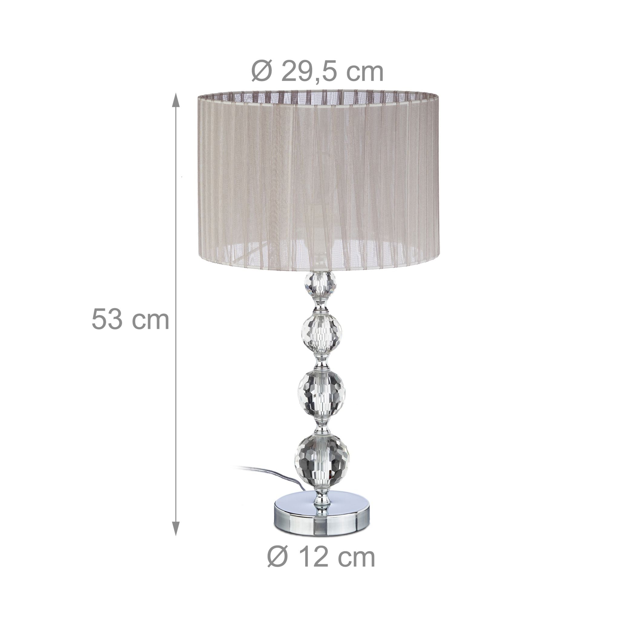 Tischlampe Kristalloptik 2er-Set Silber-Grau von Relaxdays