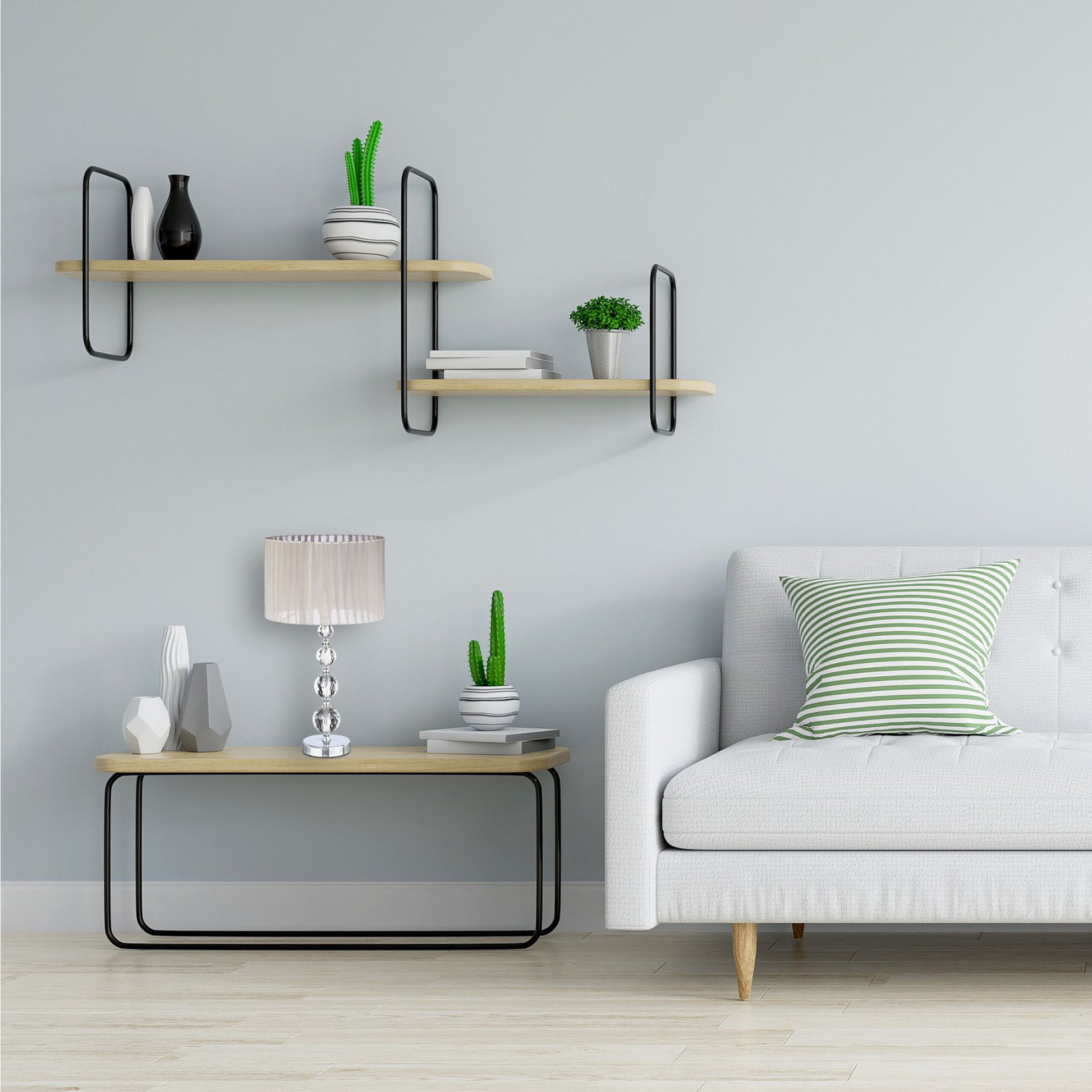 Tischlampe Kristalloptik 2er-Set Silber-Grau von Relaxdays