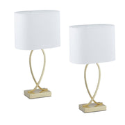 Tischlampe geschwungener Fuss 2er-Set Weiss-Gold von Relaxdays