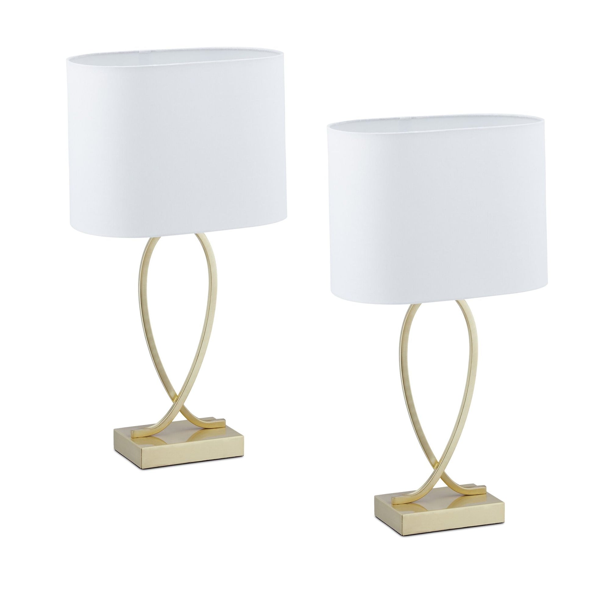 Tischlampe geschwungener Fuss 2er-Set Weiss-Gold von Relaxdays