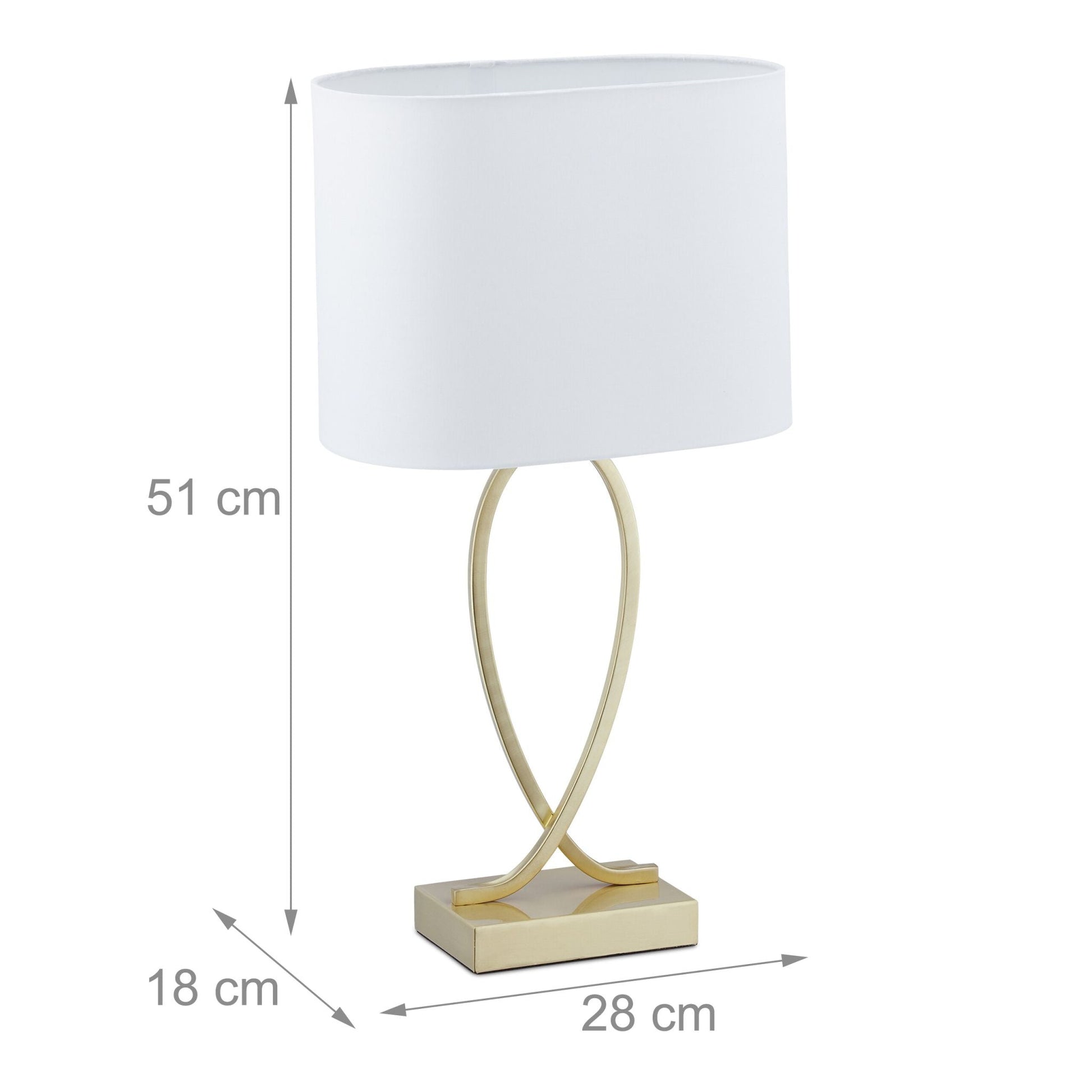 Tischlampe geschwungener Fuss 2er-Set Weiss-Gold von Relaxdays