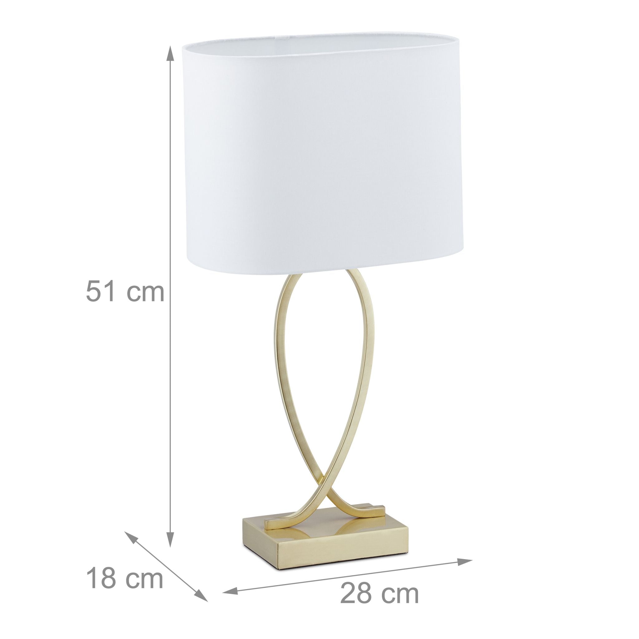 Tischlampe geschwungener Fuss 2er-Set Weiss-Gold von Relaxdays