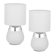Tischlampe mit Stoffschirm 2er-Set Silber-Grau von Relaxdays
