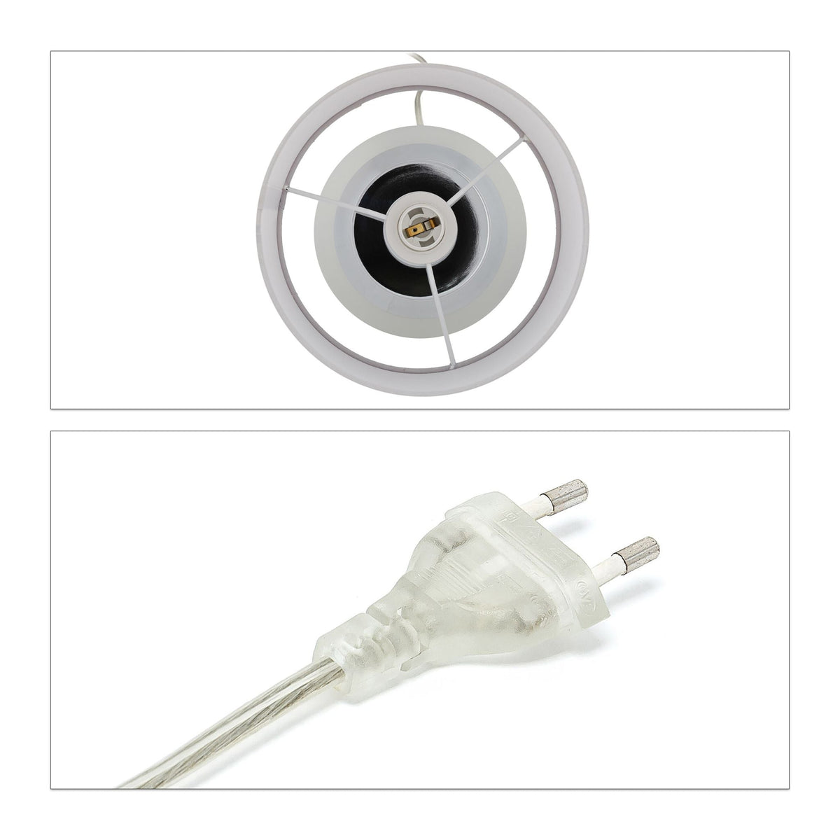 Tischlampe mit Stoffschirm 2er-Set Silber-Grau von Relaxdays