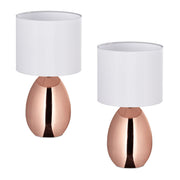 Nachttischlampe 2er-Set Weiss-Kupfer von Relaxdays