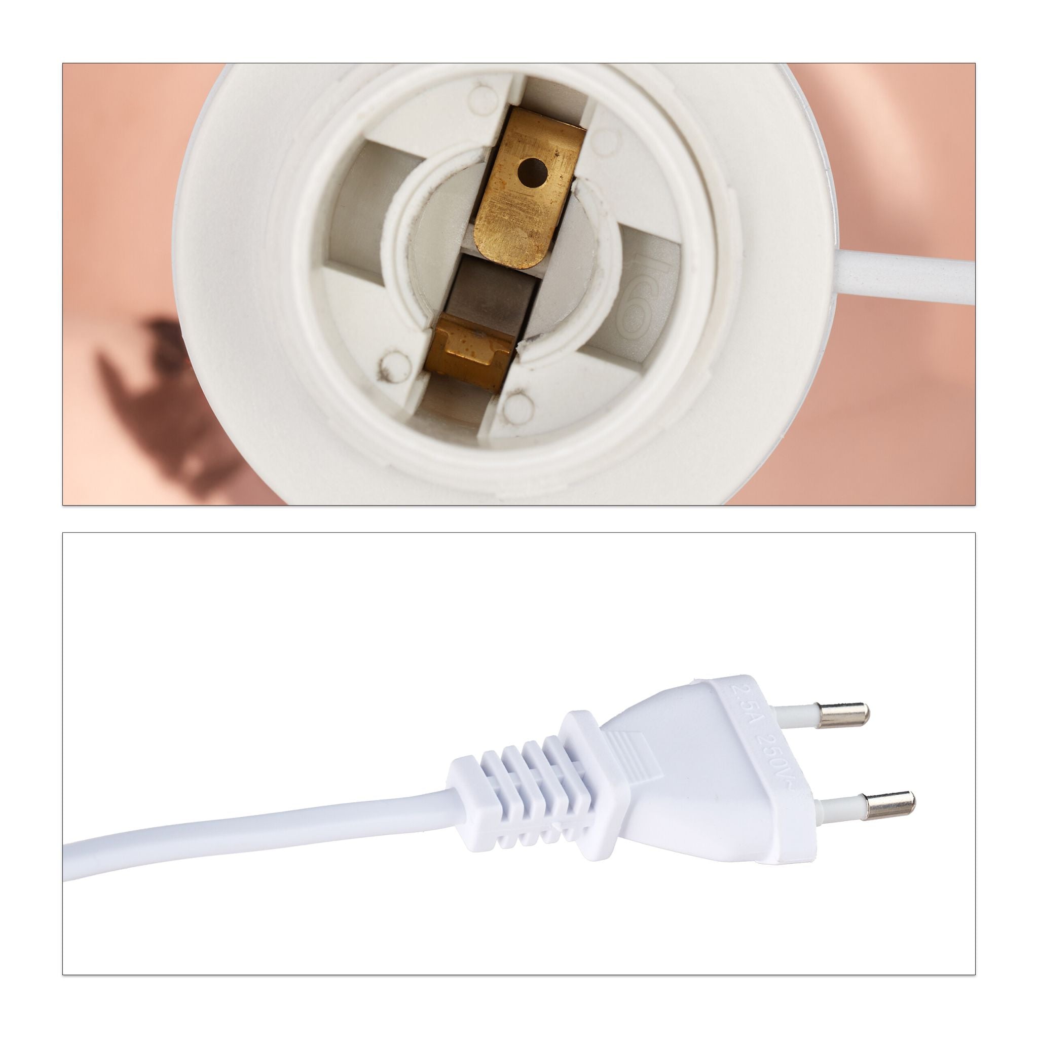 Nachttischlampe 2er-Set Weiss-Kupfer von Relaxdays