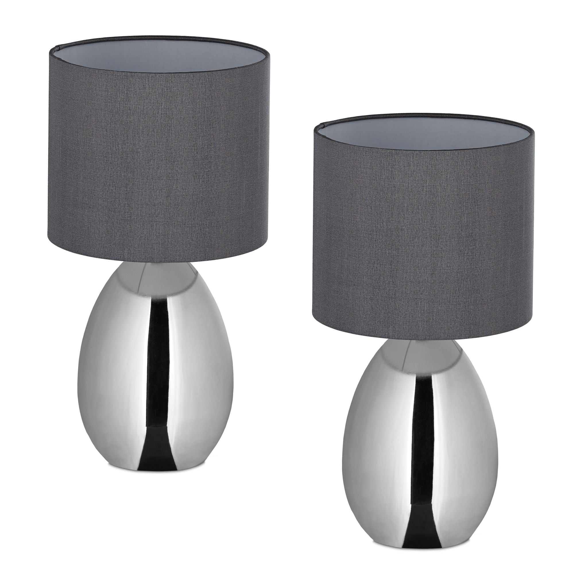 Nachttischlampe 2er-Set Silber-Grau von Relaxdays