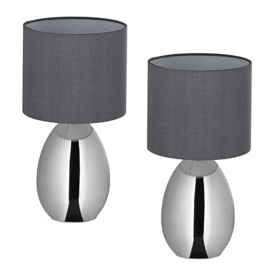 Nachttischlampe 2er-Set Silber-Grau