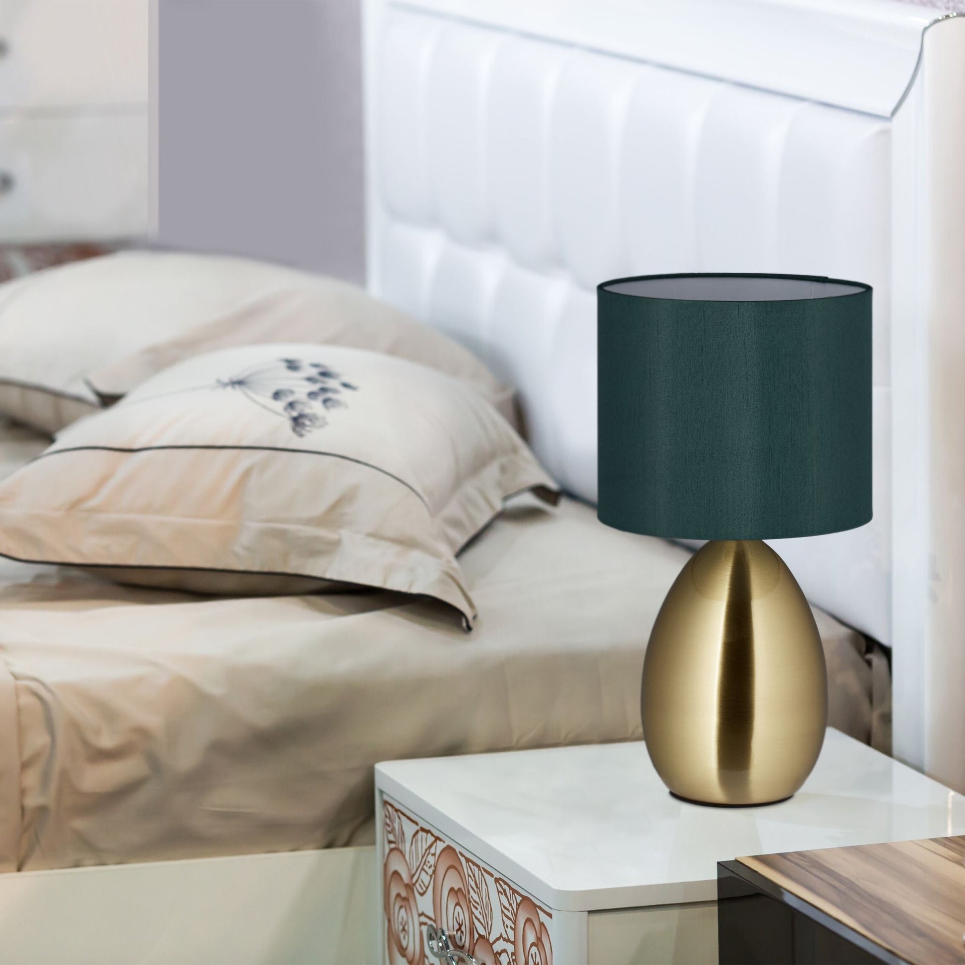 Nachttischlampe 2er-Set Dunkelgrün-Gold von Relaxdays