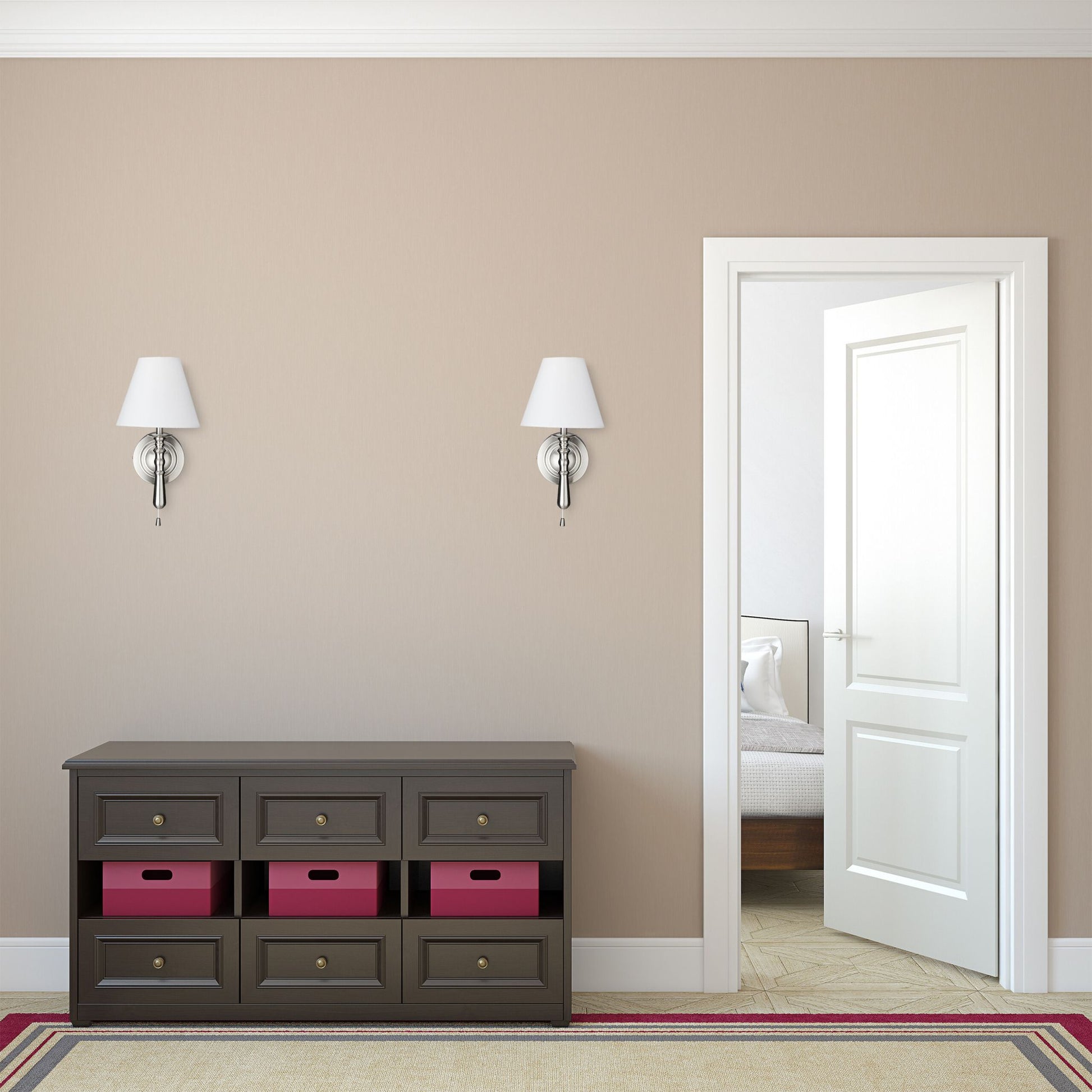Wandlampe mit Schirm 2er-Set Weiss-Silber von Relaxdays