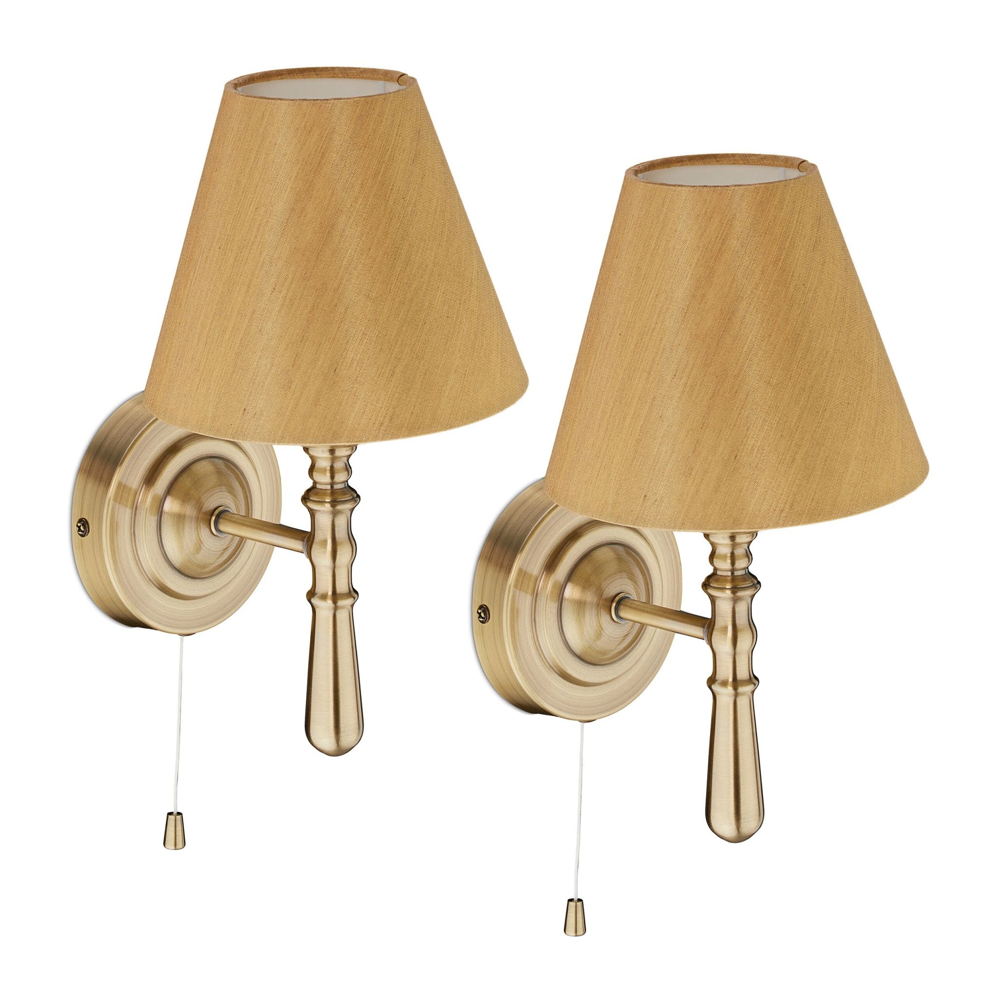 Wandlampe mit Schirm 2er-Set Gold-Hellbraun von Relaxdays