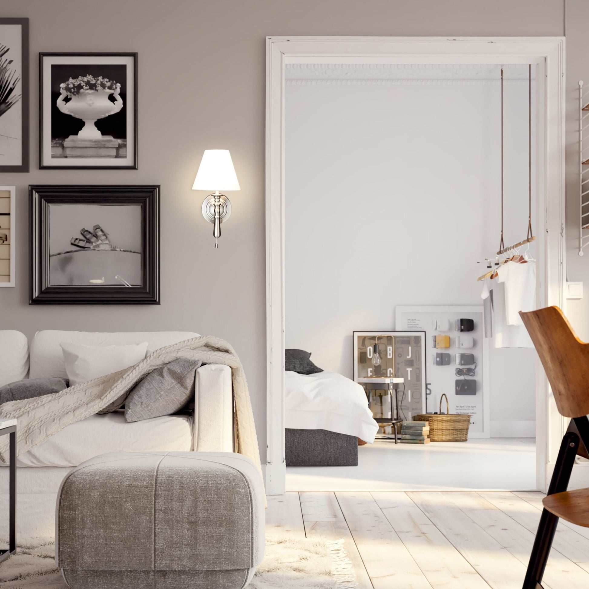 Wandlampe mit Schirm 2er-Set Gold-Hellbraun von Relaxdays
