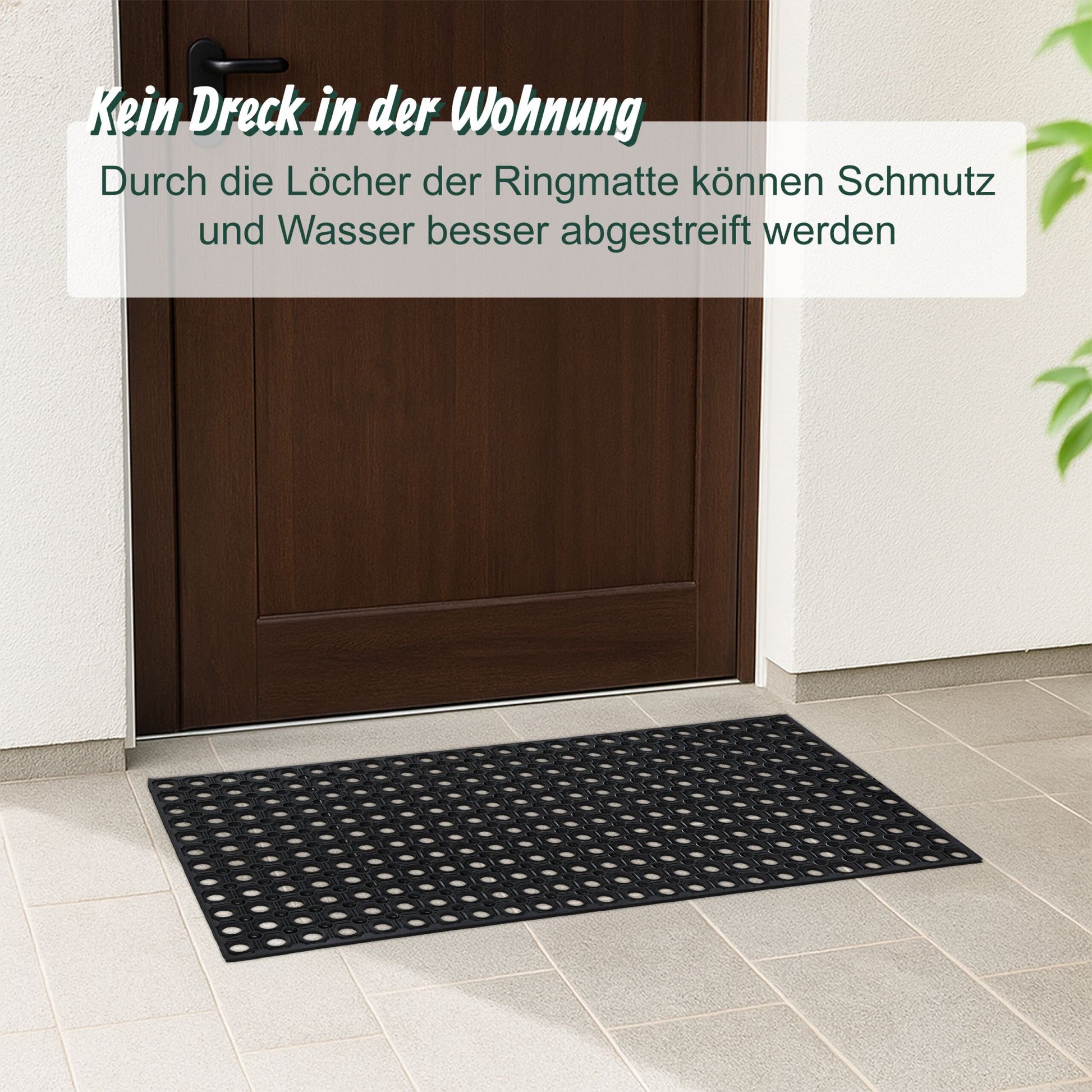 Fussmatte mit Löchern 100 x 50cm Schwarz von Relaxdays