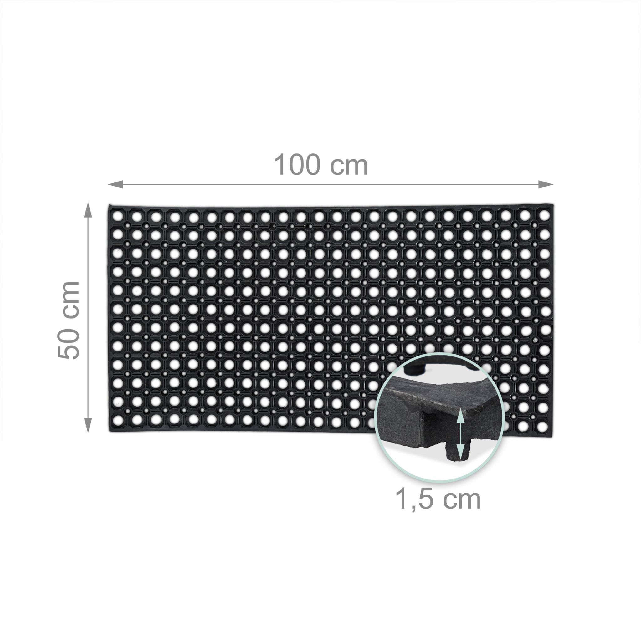 Fussmatte mit Löchern 100 x 50cm Schwarz von Relaxdays